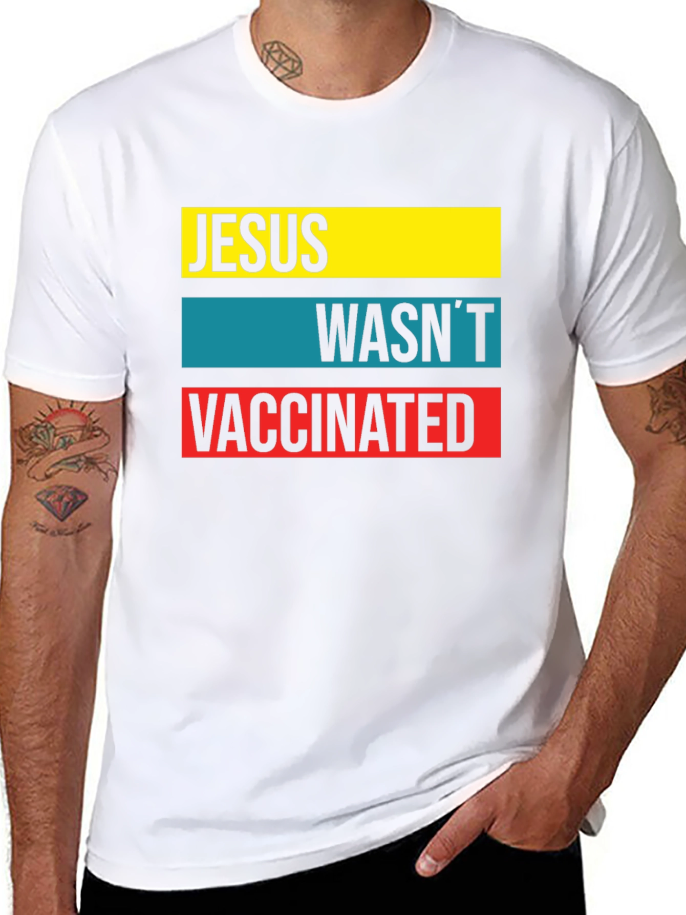 Black Jesus Wasn't Vaccinated Graphic T-Shirt view 8