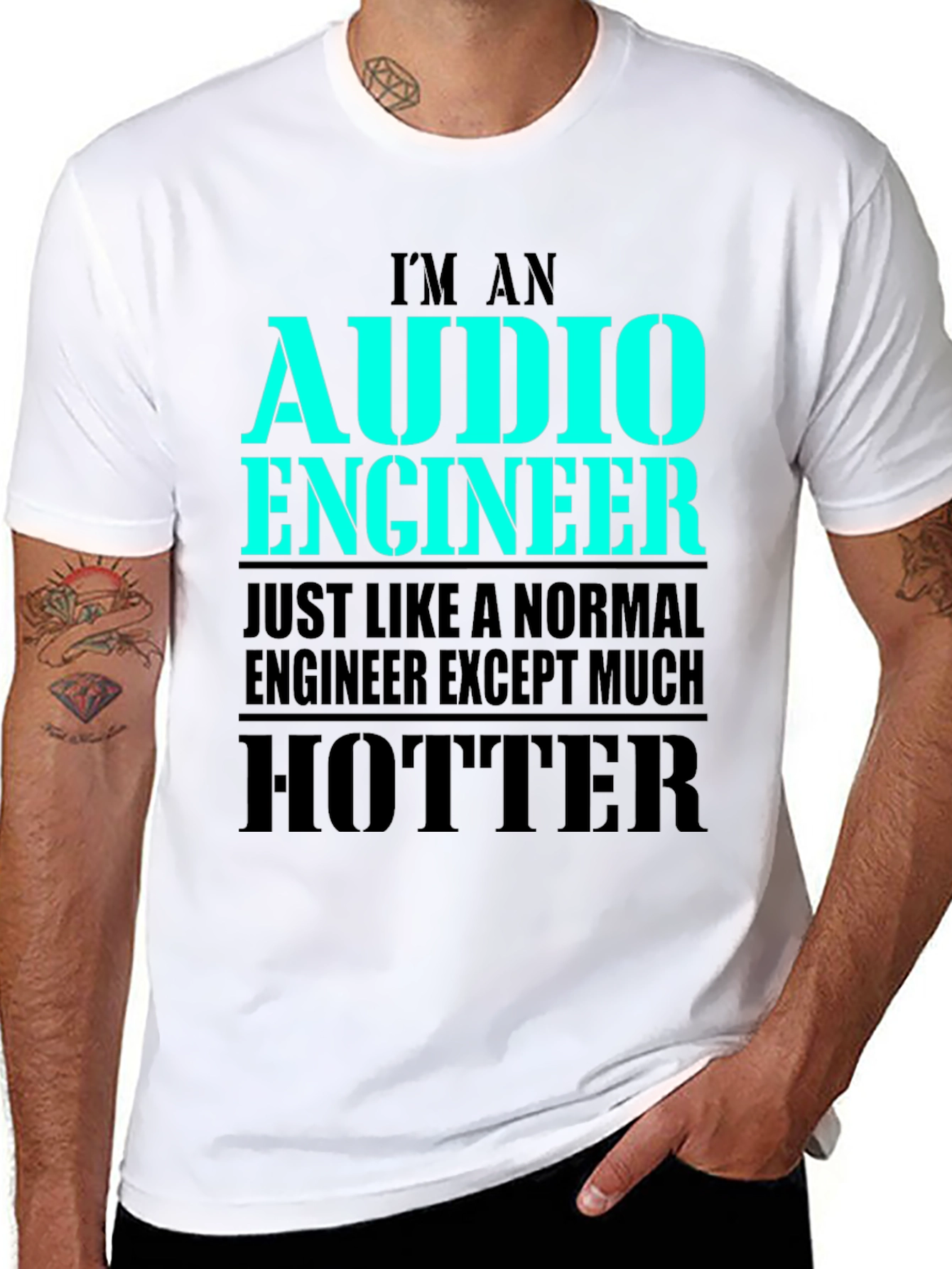 Black Funny Audio Engineer T-Shirt - Hotter Than Normal Engineer view 8