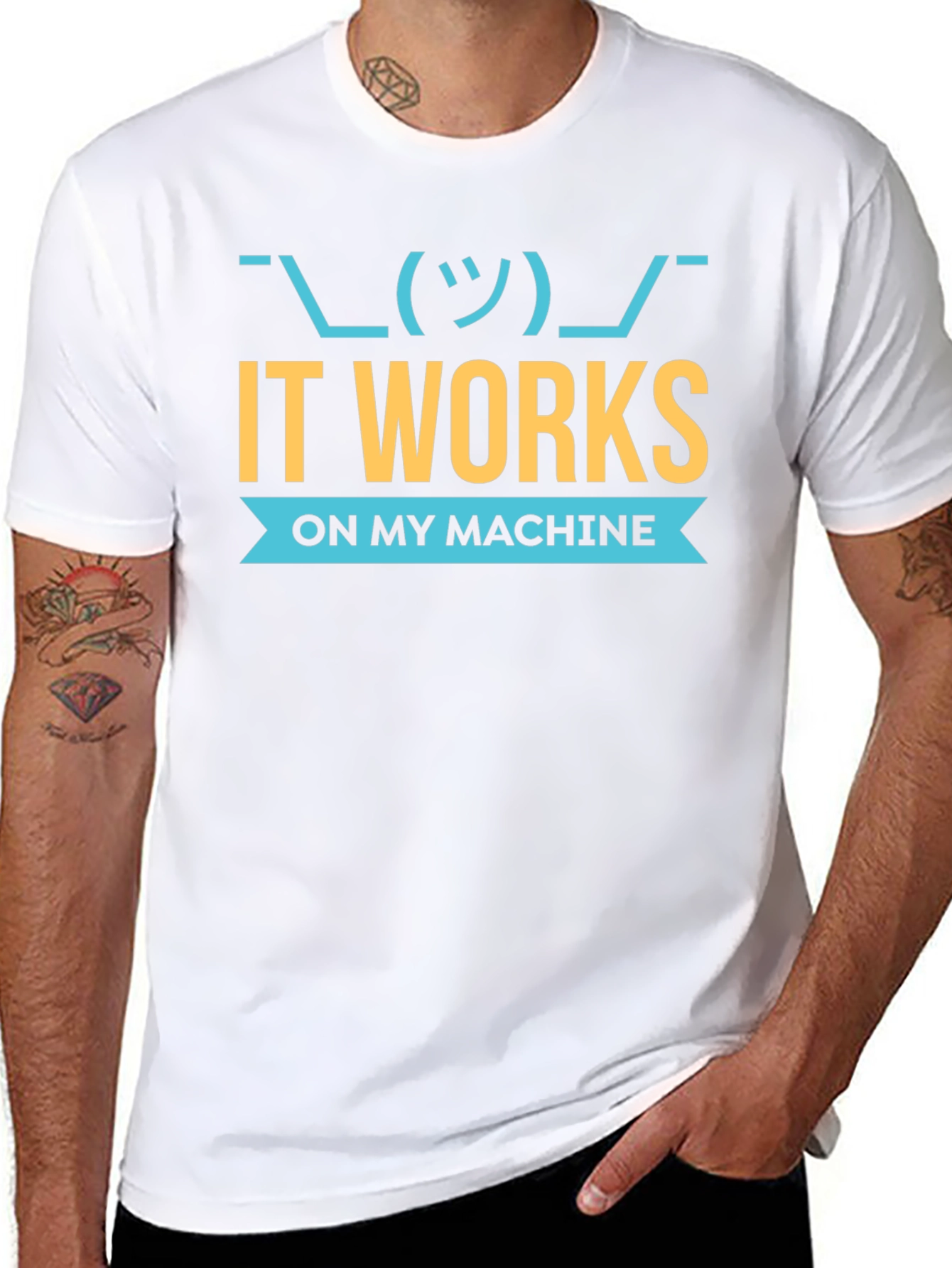 Black It Works On My Machine Programmer T-Shirt view 8