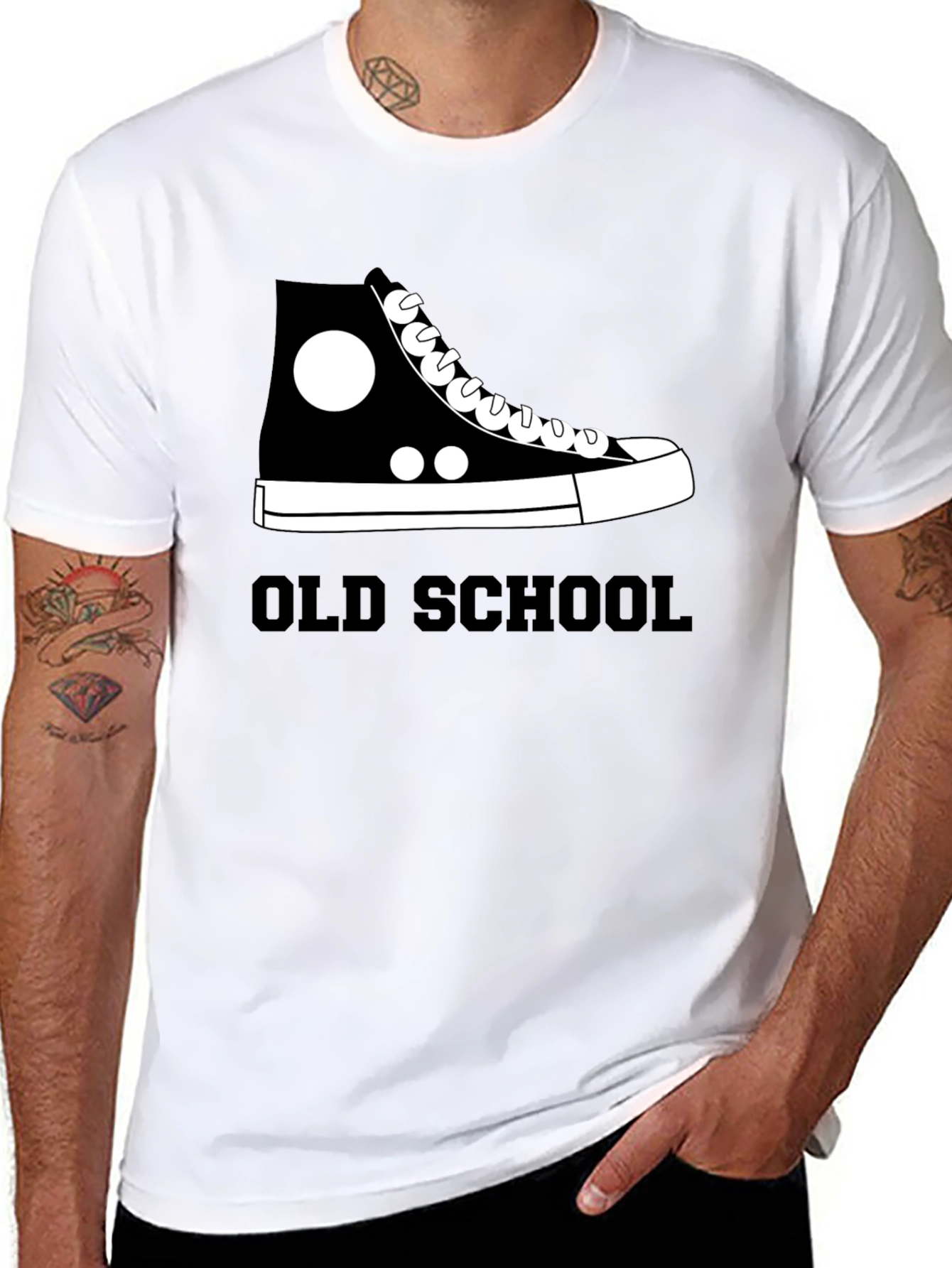 Black Old School High Top Sneaker Graphic T-Shirt view 8