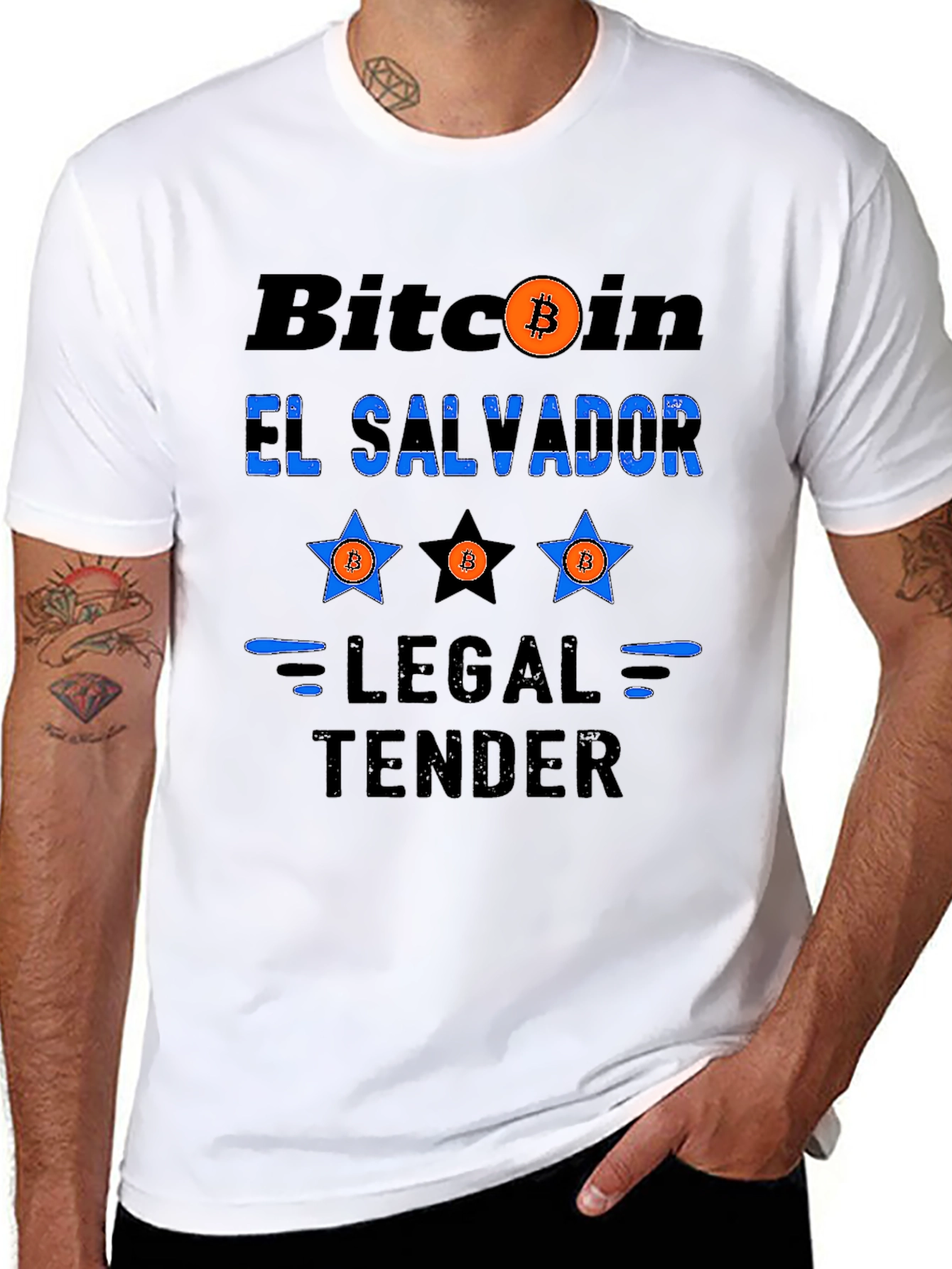 Black Bitcoin El Salvador Legal Tender Graphic T-Shirt view 8