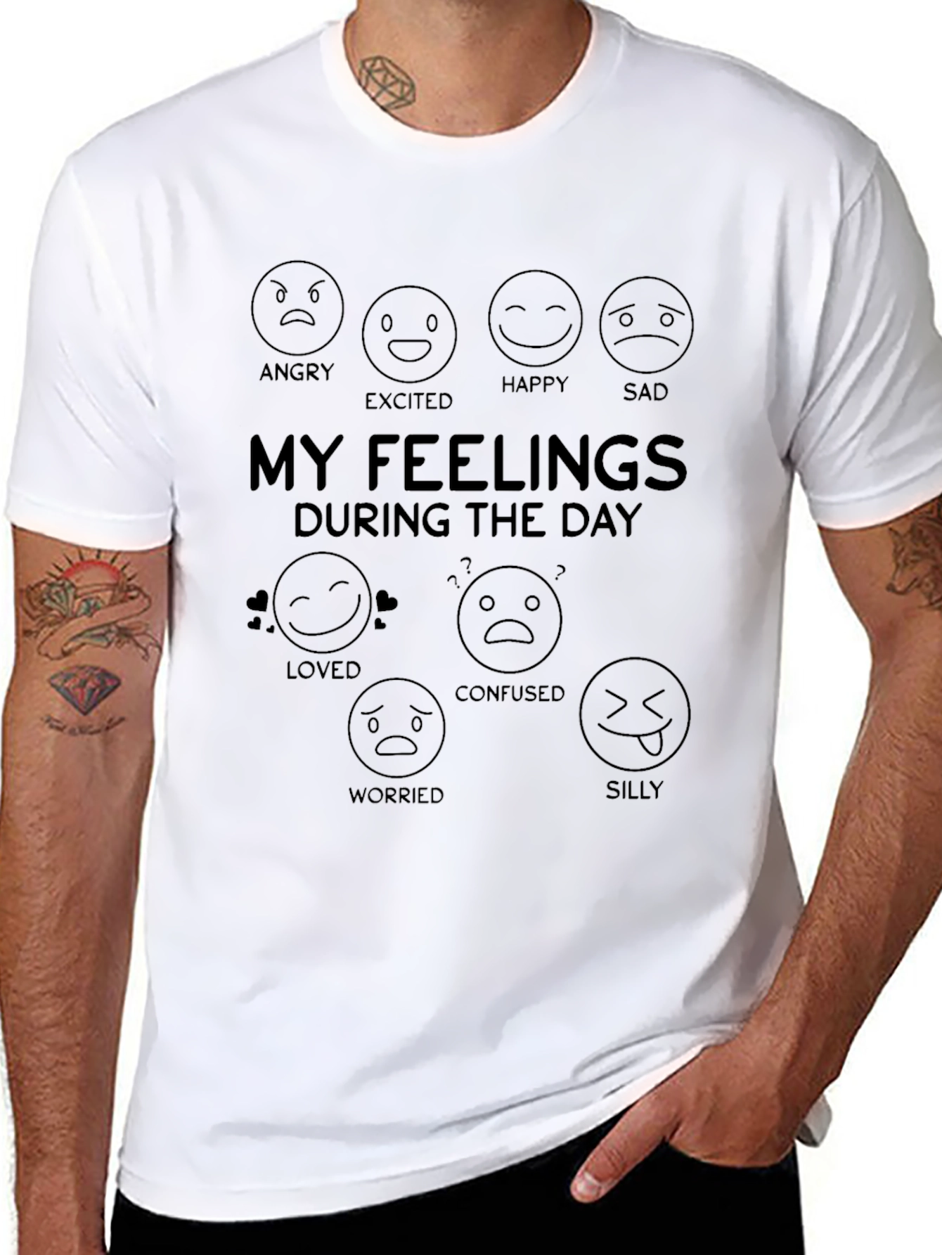 Black My Feelings Today Graphic T-Shirt - Funny Emoji Tee view 8
