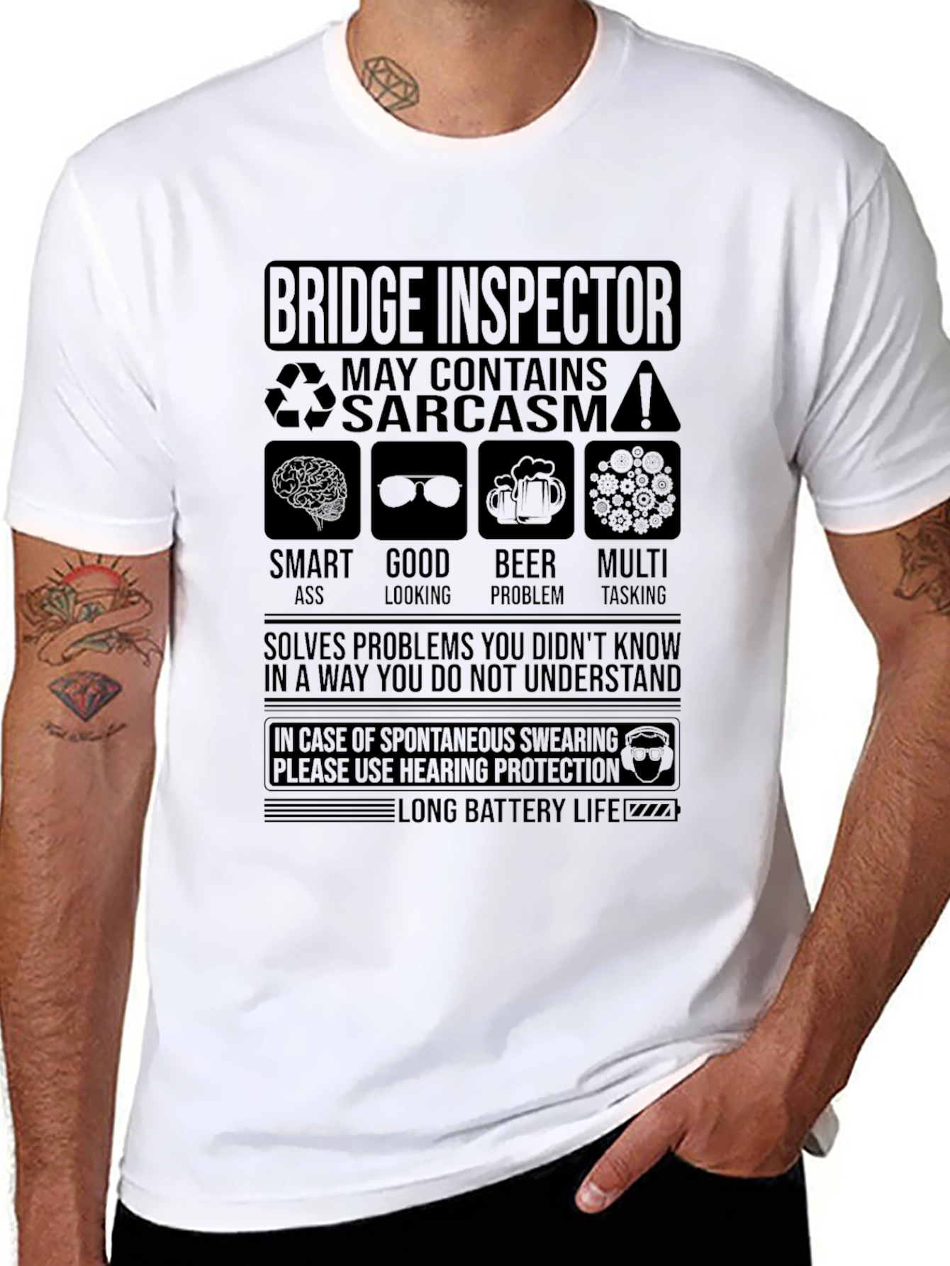 Black Bridge Inspector Sarcastic Humor T-Shirt view 8