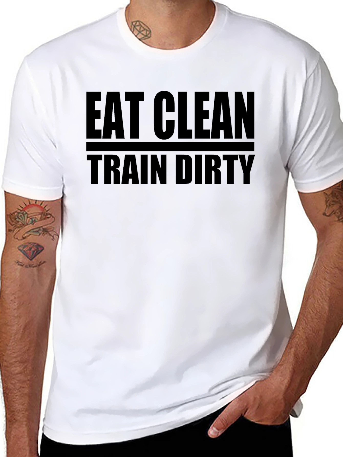 Black Eat Clean Train Dirty Graphic Tee - Fitness Lifestyle view 8