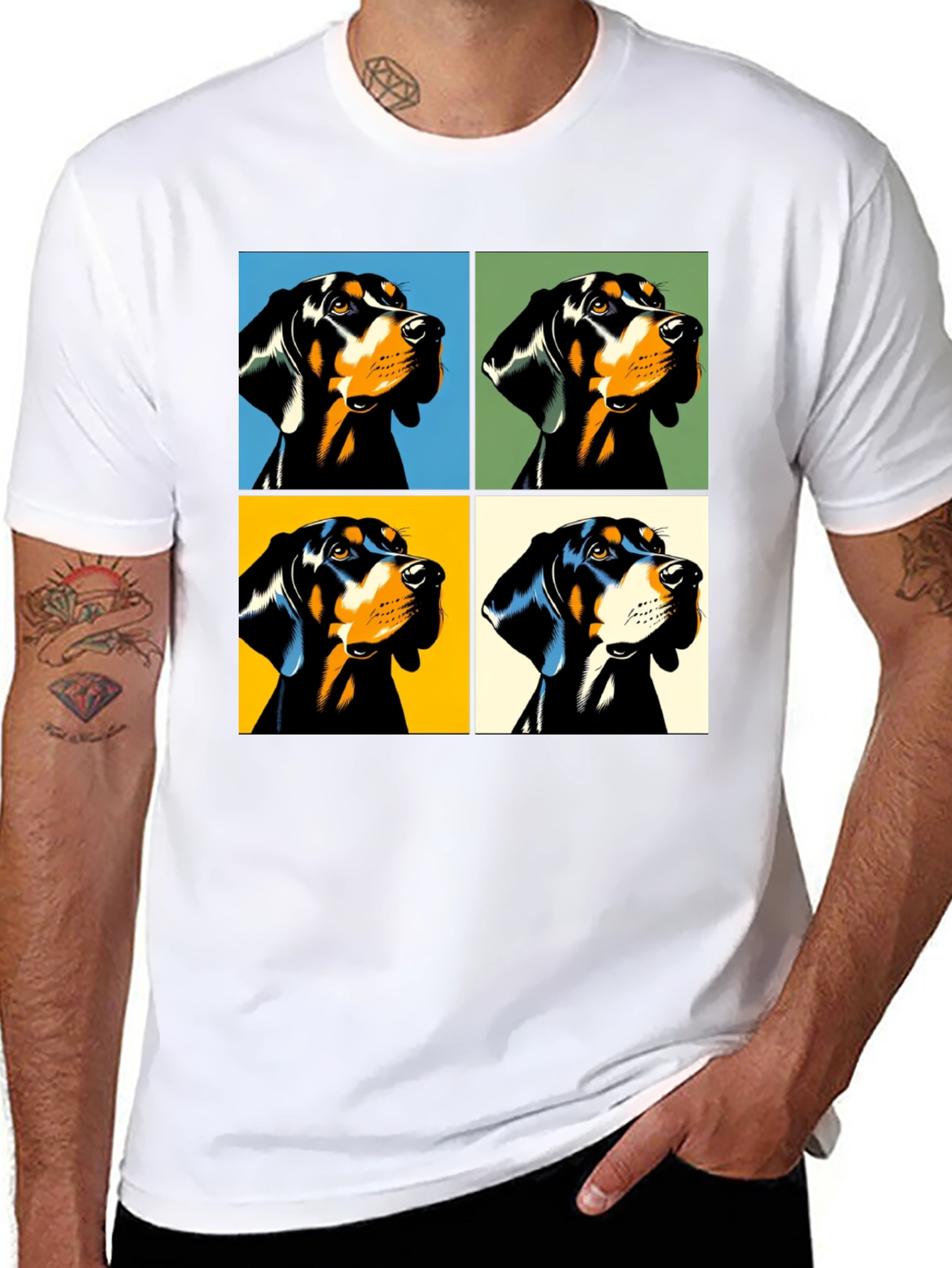 Black Pop Art Dog T-Shirt - Modern Style view 8