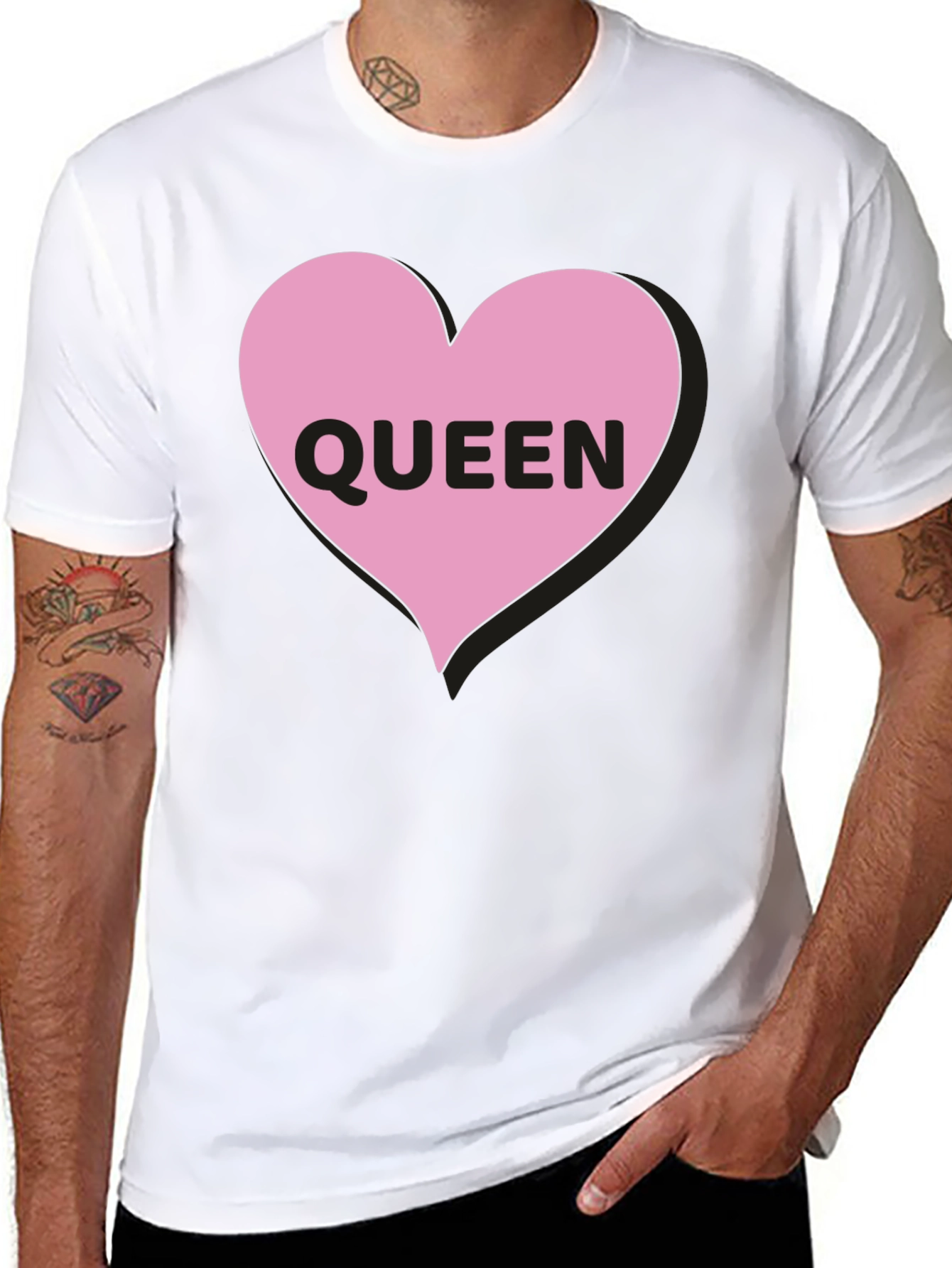 Black Queen Heart Graphic Black T-Shirt view 8