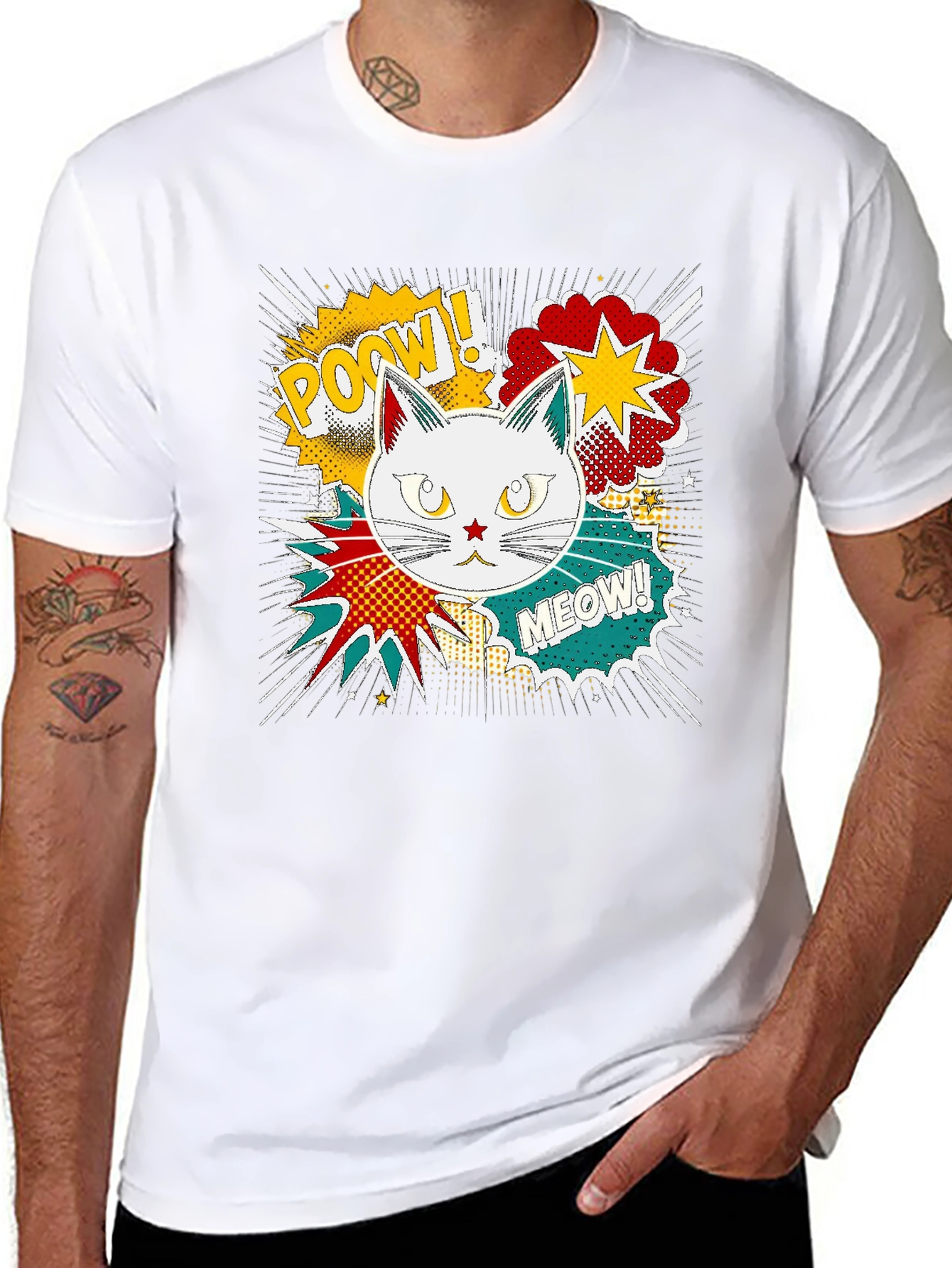 Black Comic Cat T-Shirt - Pow! Meow! view 8