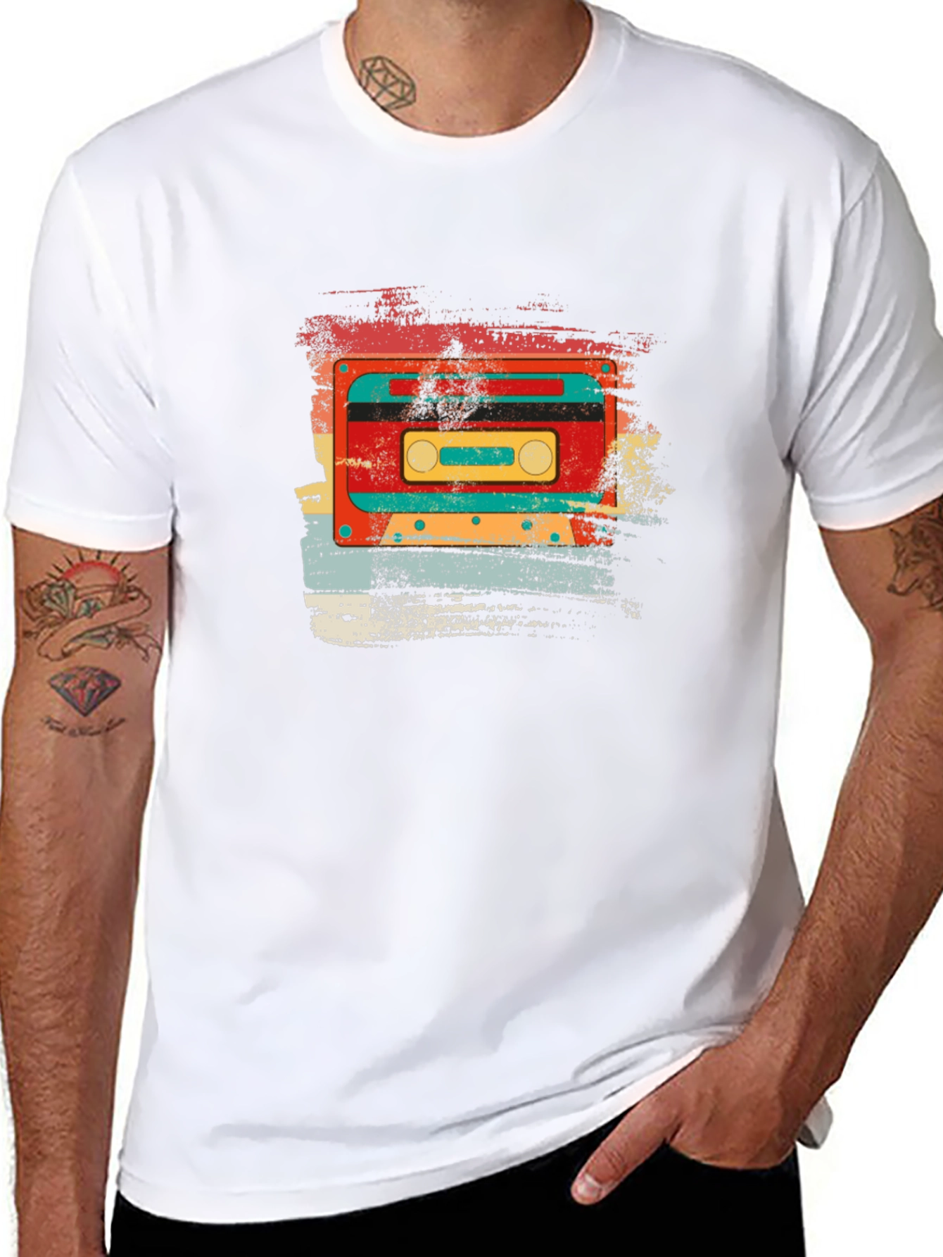 Black Retro Cassette Tape Graphic T-Shirt - Vintage Style Black Tee view 8