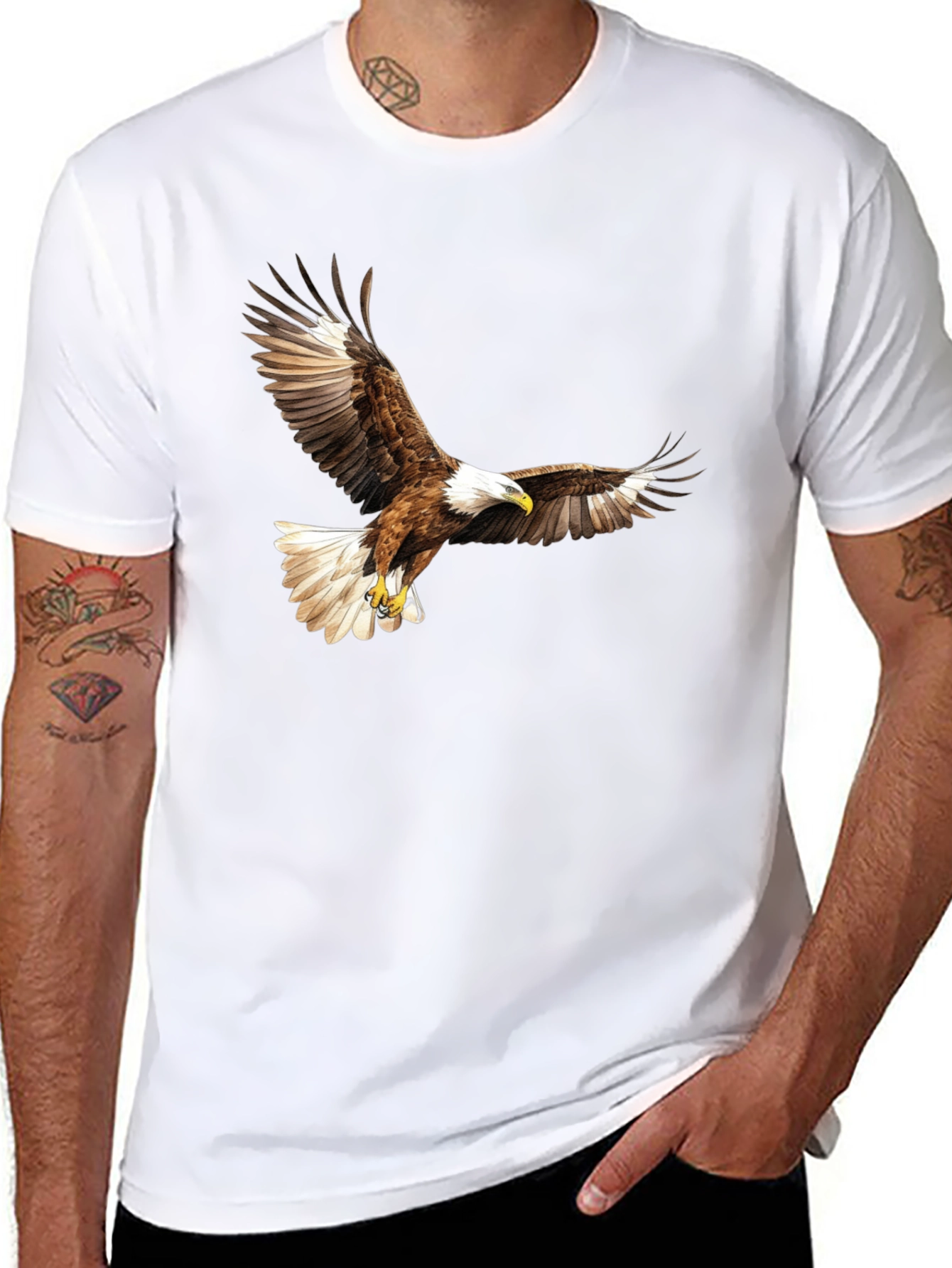 Black Black Eagle Print Graphic Tee view 8