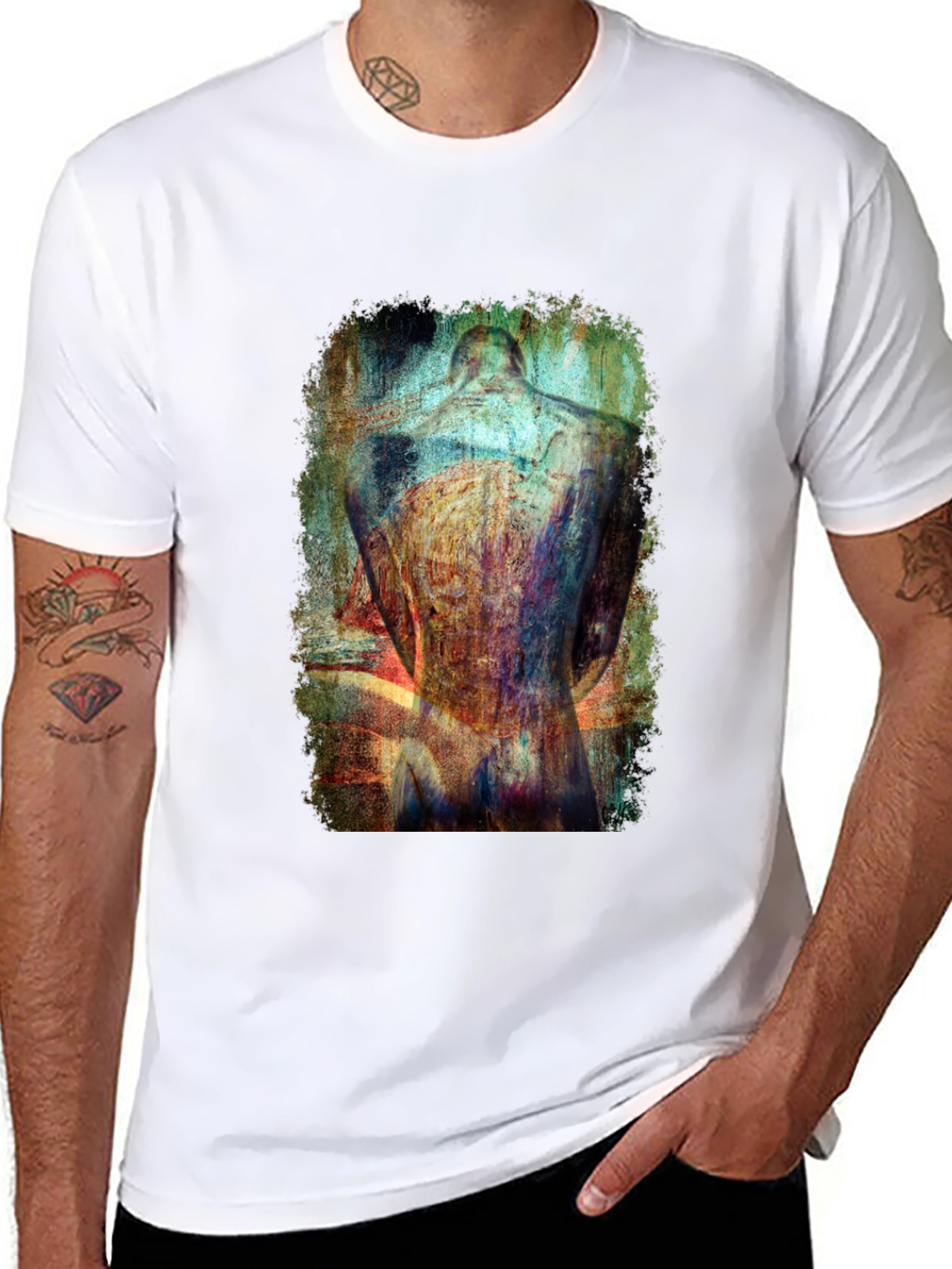 Black Abstract Back Graphic T-Shirt - Modern Art Tee view 8