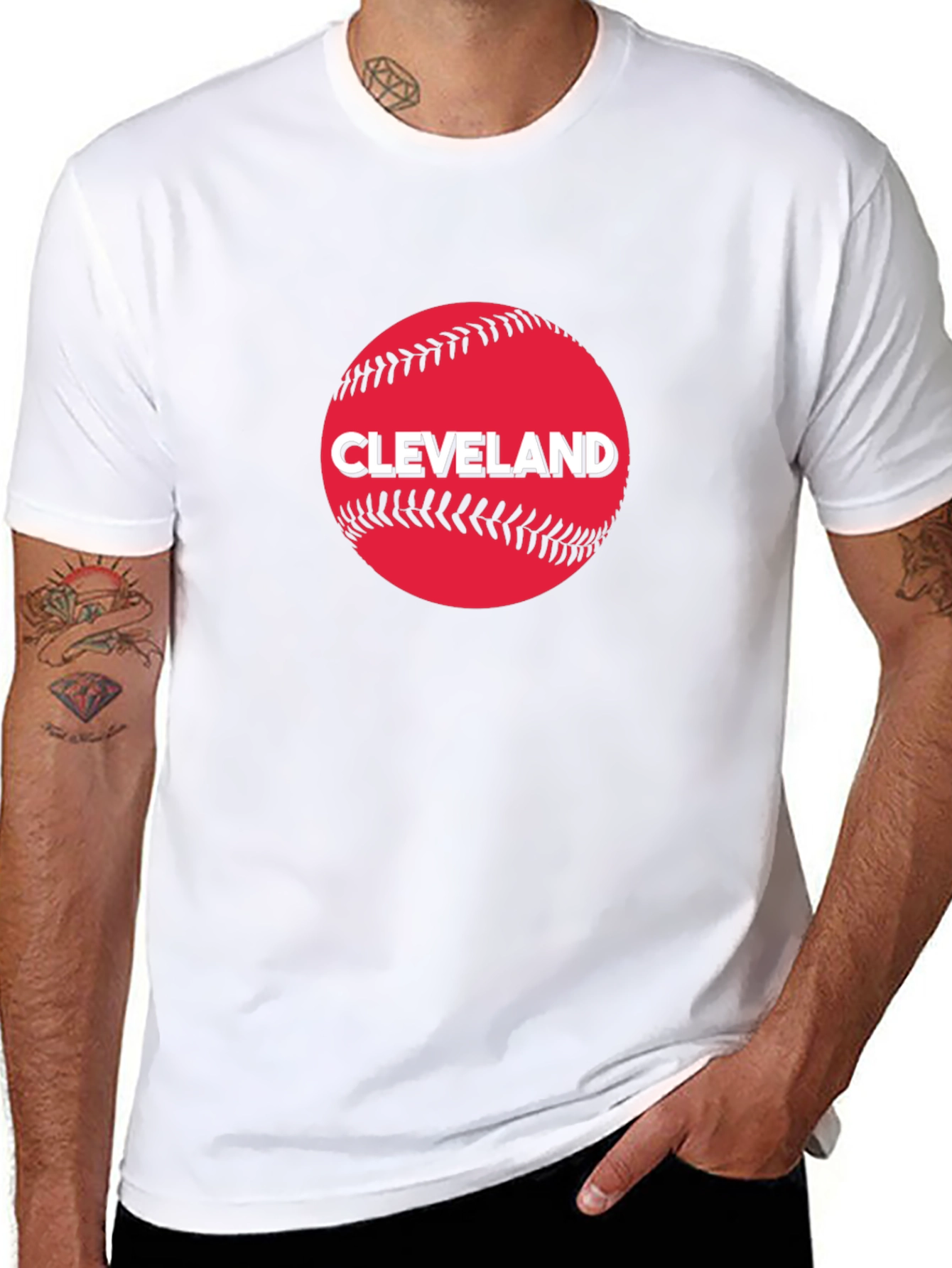 Black Cleveland Baseball Fan T-Shirt - Classic Design view 8