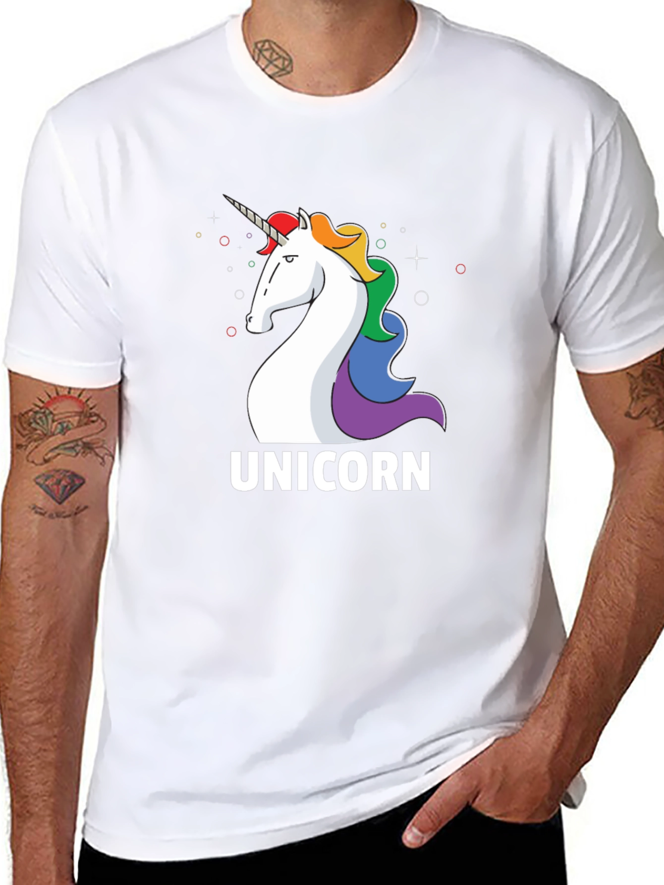 Black Unicorn Graphic Tee - Black Cotton Casual T-Shirt view 8