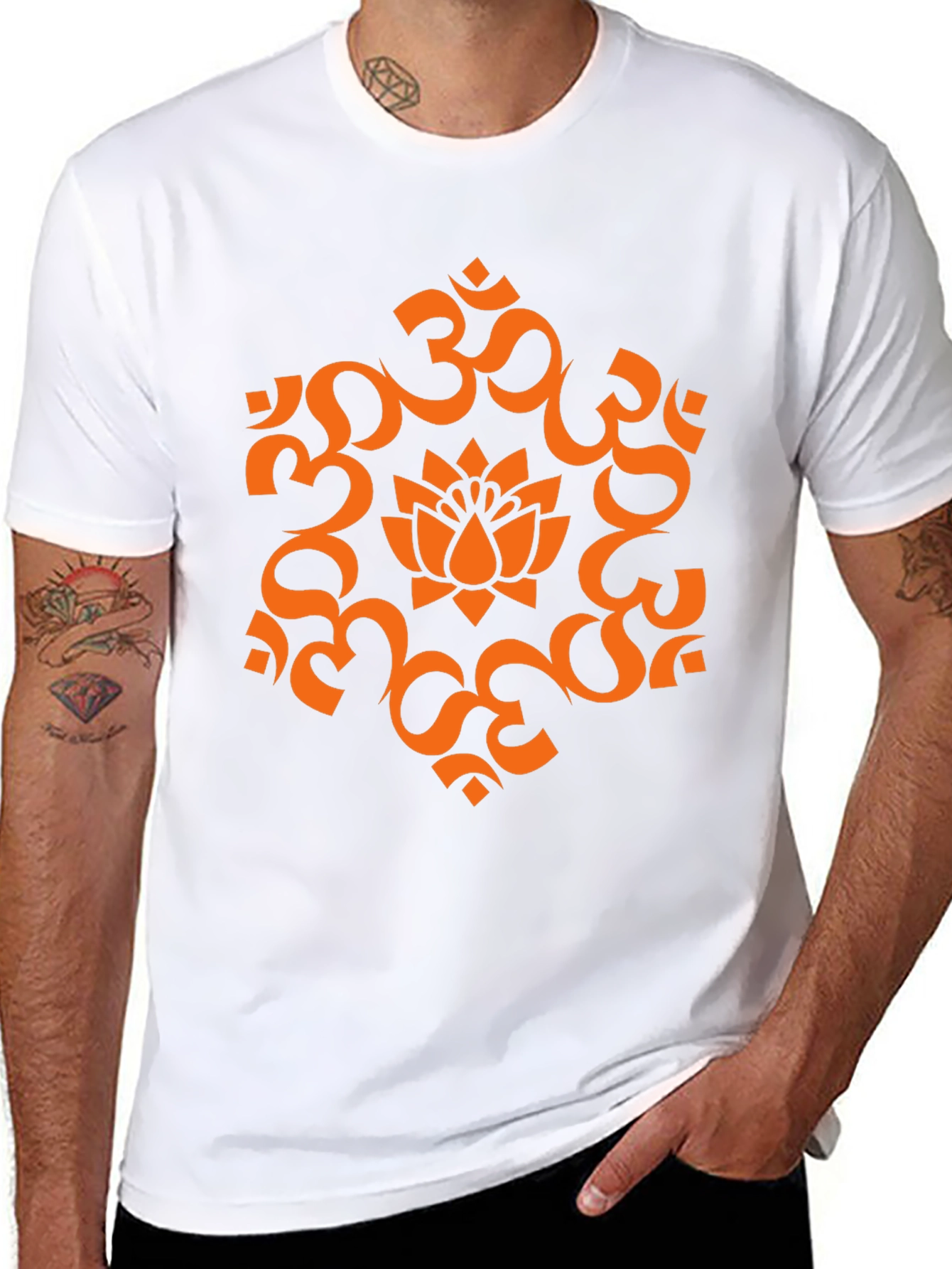 Black Om Lotus Graphic Tee - Spiritual Black T-Shirt view 8