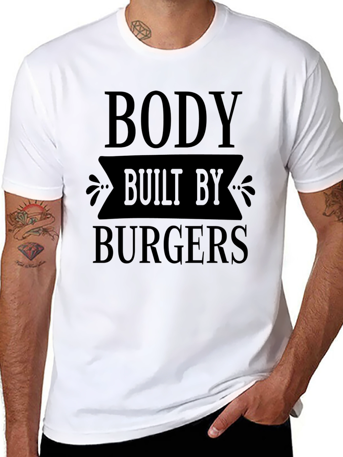 Black Body Built By Burgers Funny Graphic T-Shirt view 8