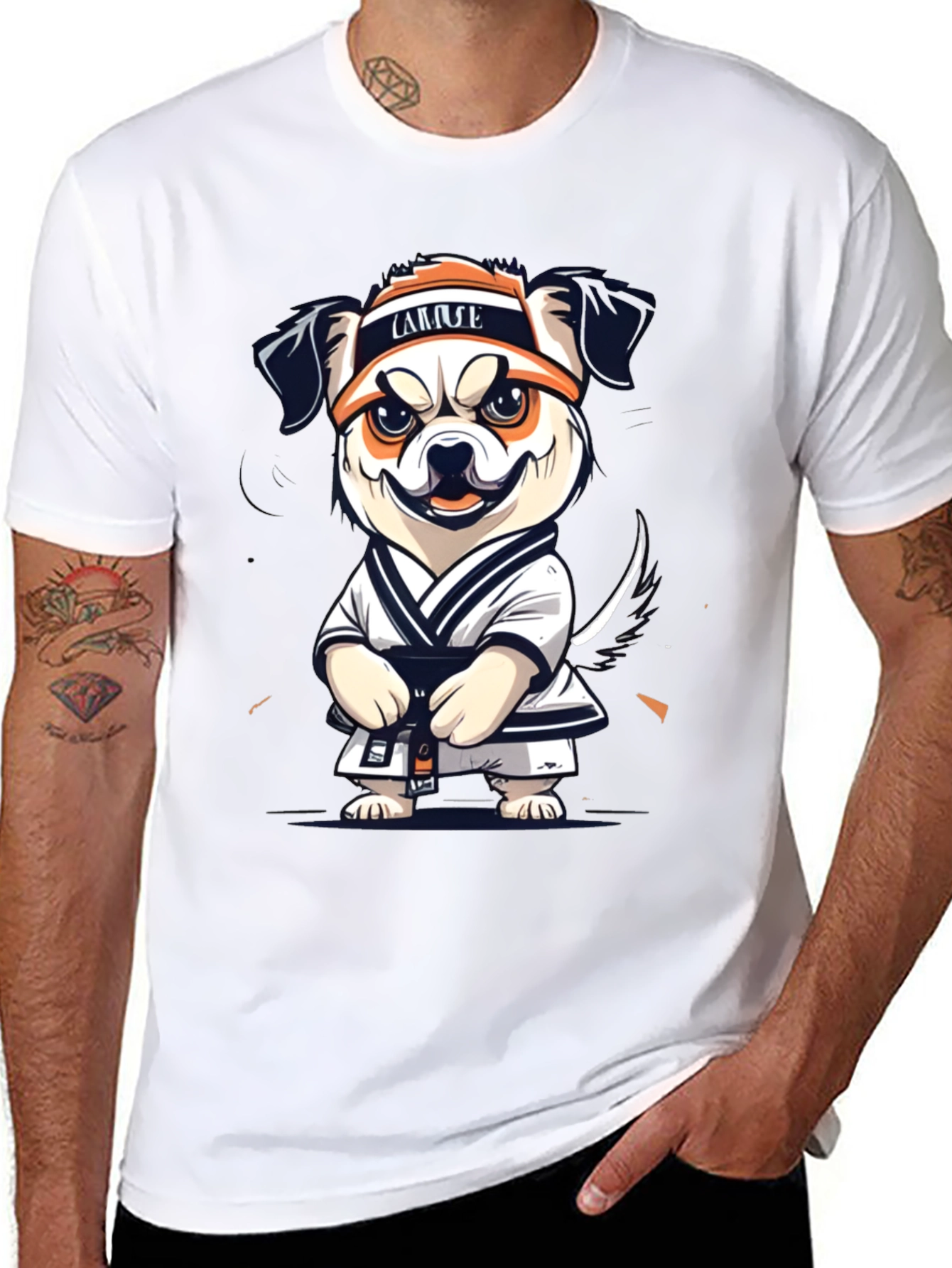 Black Karate Dog Graphic T-Shirt view 8