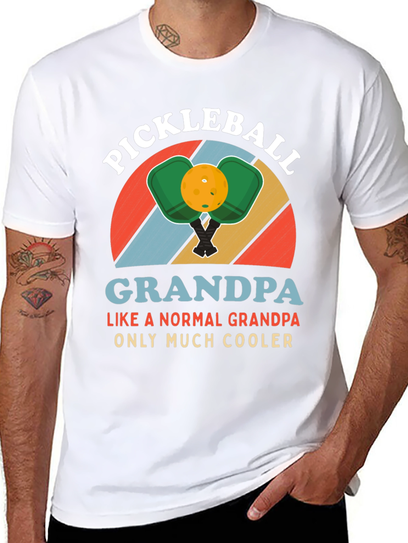 Black Pickleball Grandpa T-Shirt - Much Cooler Than Normal! view 8