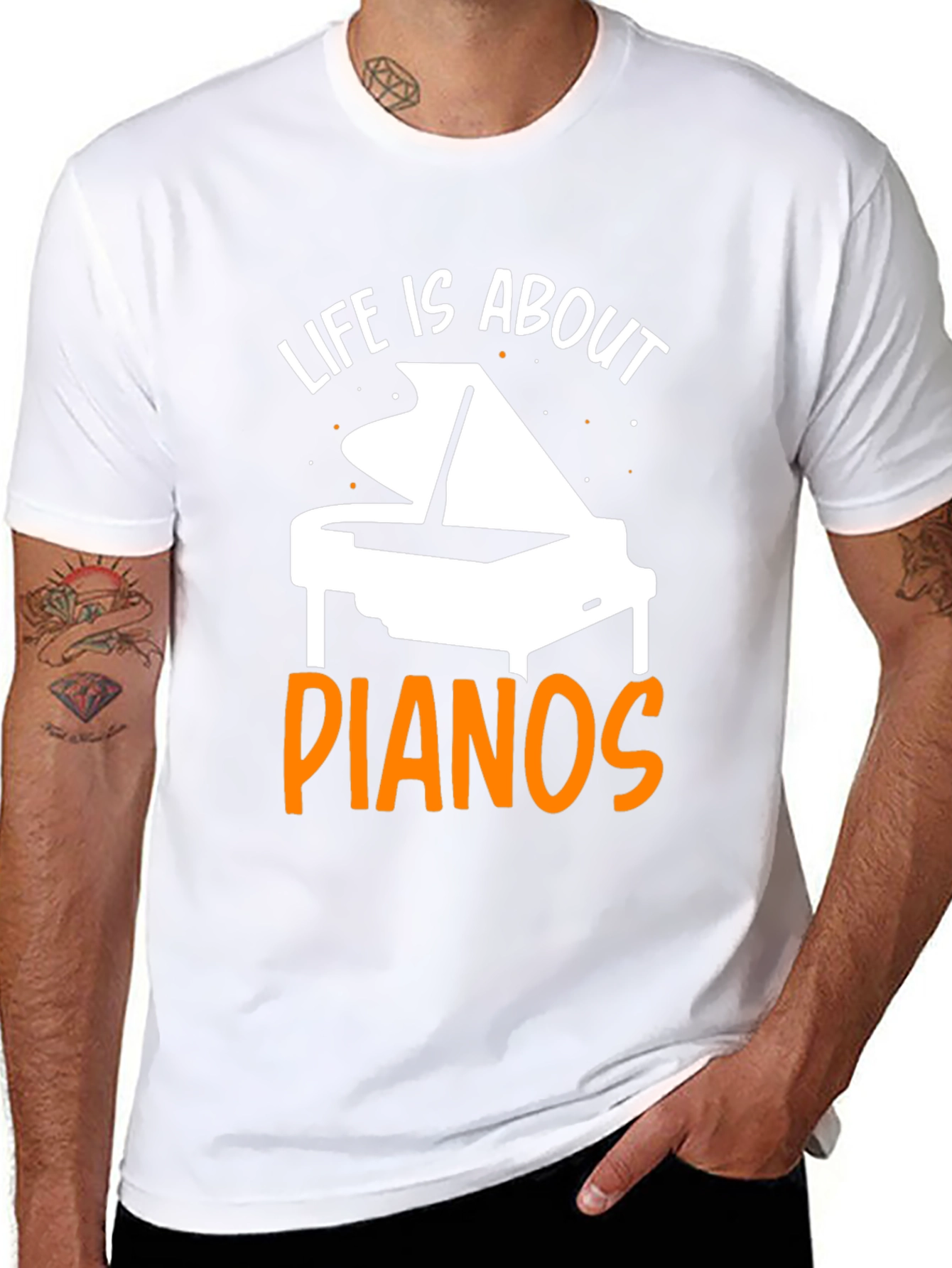 Black Life Is About Pianos Black T-Shirt view 8