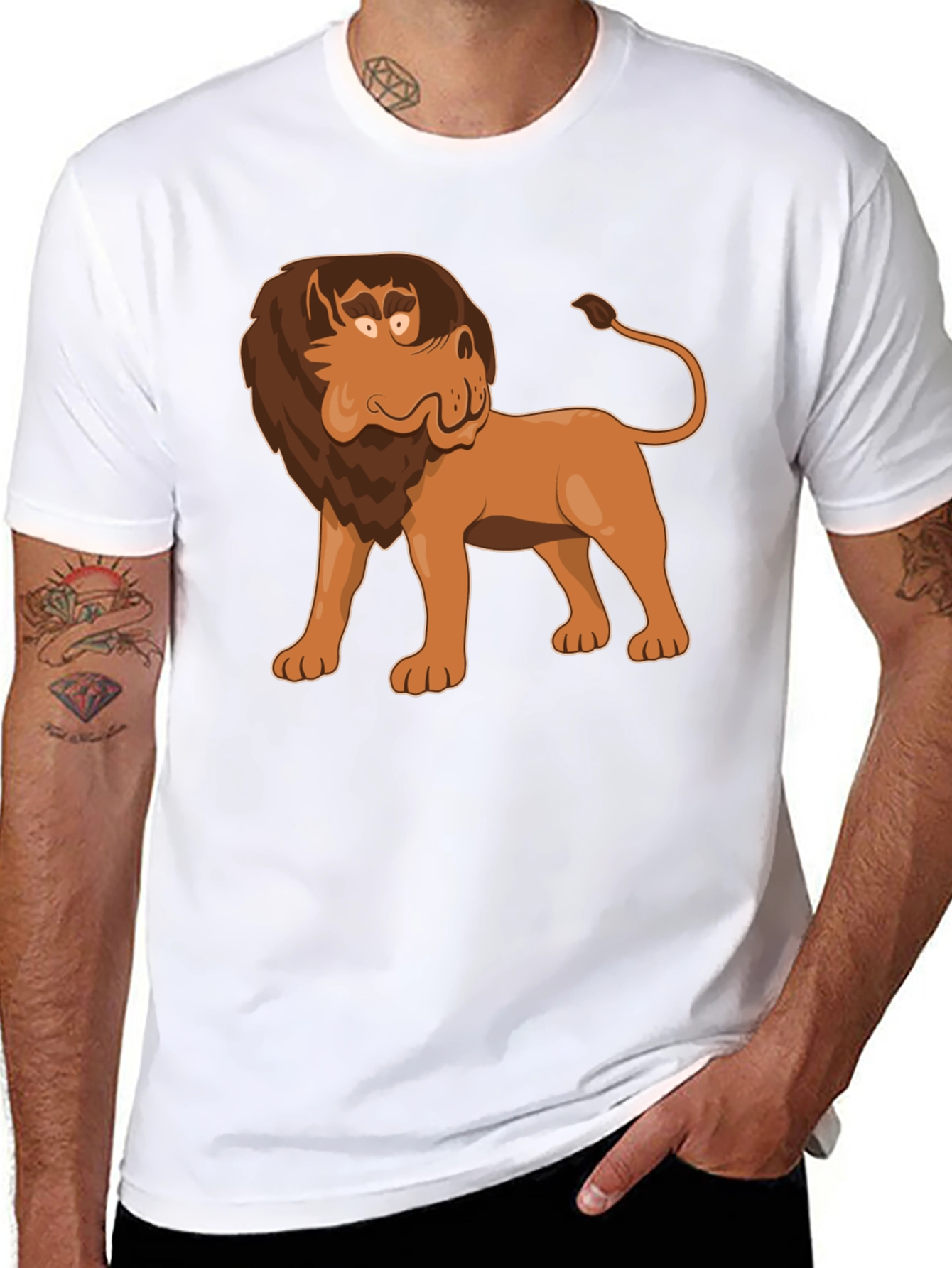 Black Cartoon Lion Graphic Tee - Black view 8