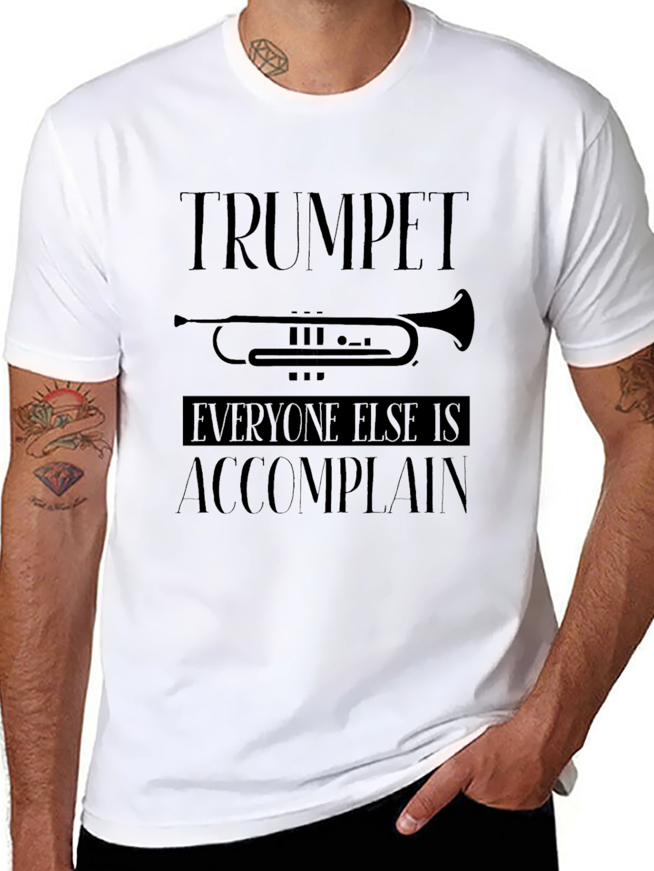 Black Trumpet Player T-Shirt: Everyone Else is Accomplain view 8