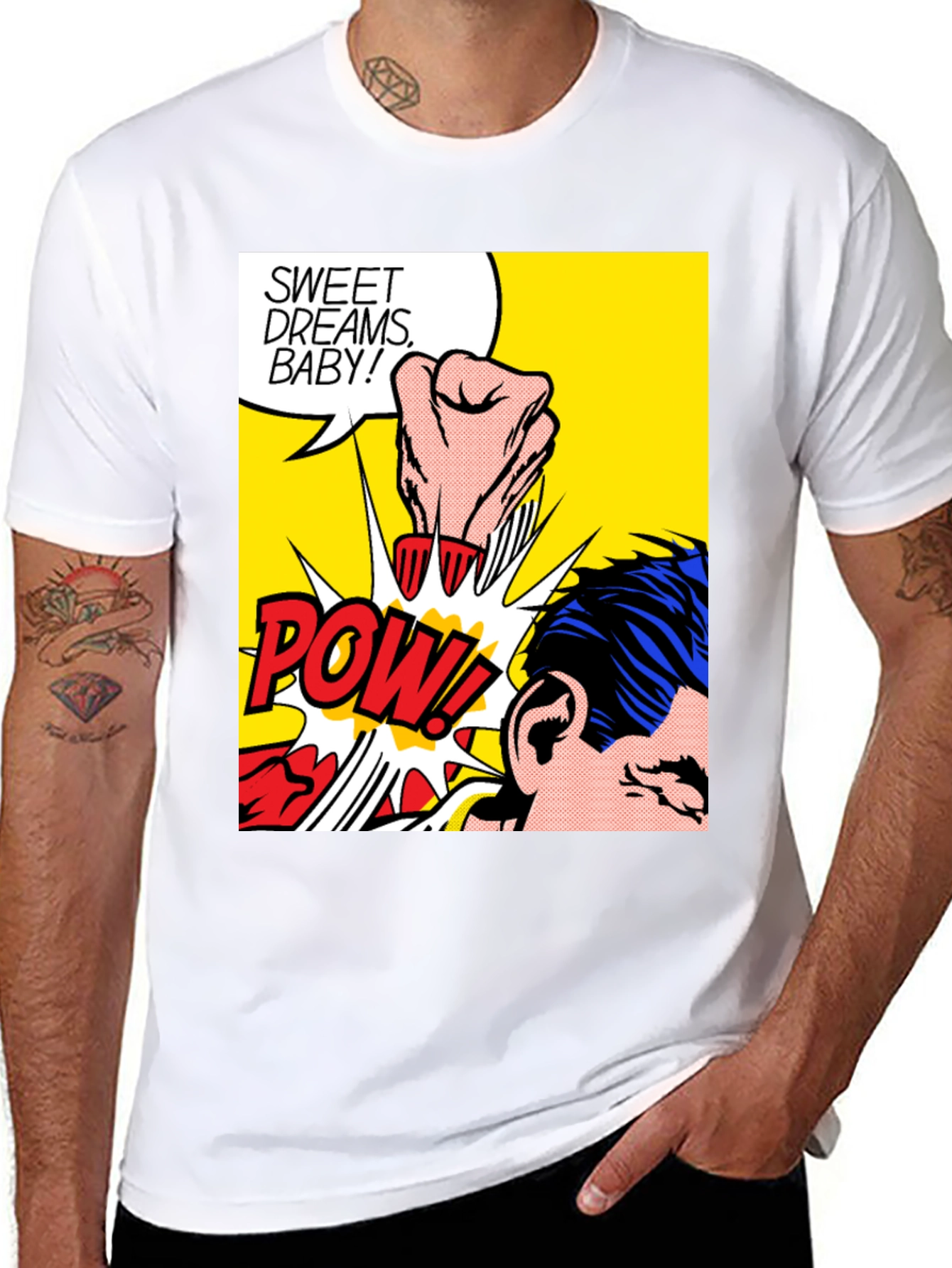 Black Pop Art Pow! Graphic T-Shirt view 8