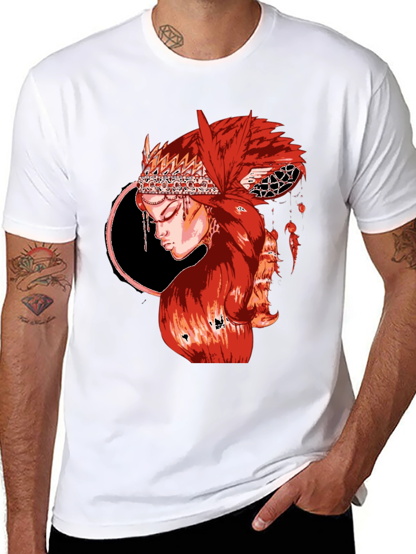 Black Red Haired Woman Graphic T-Shirt view 8