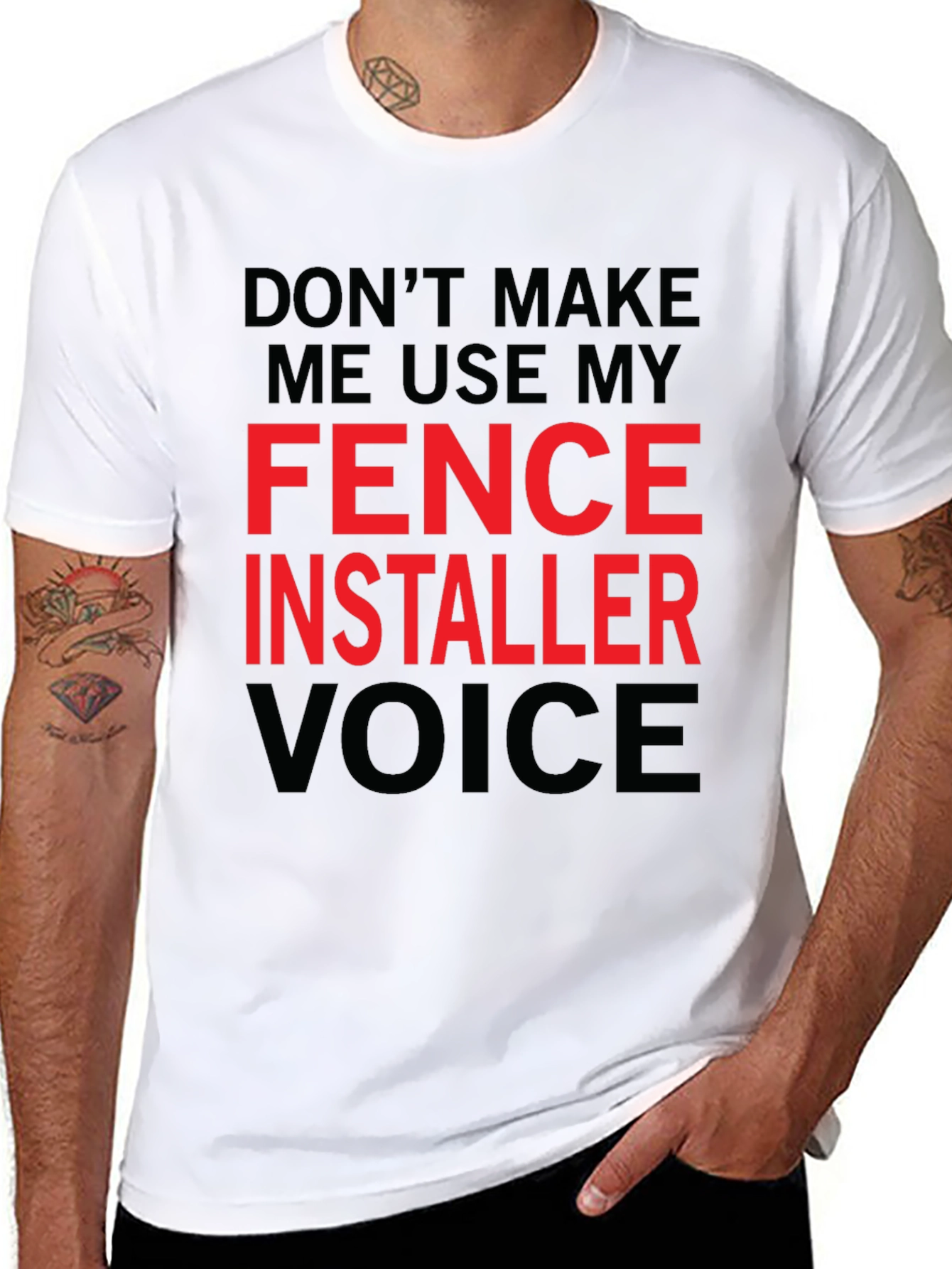 Black Fence Installer Voice Graphic Tee view 8