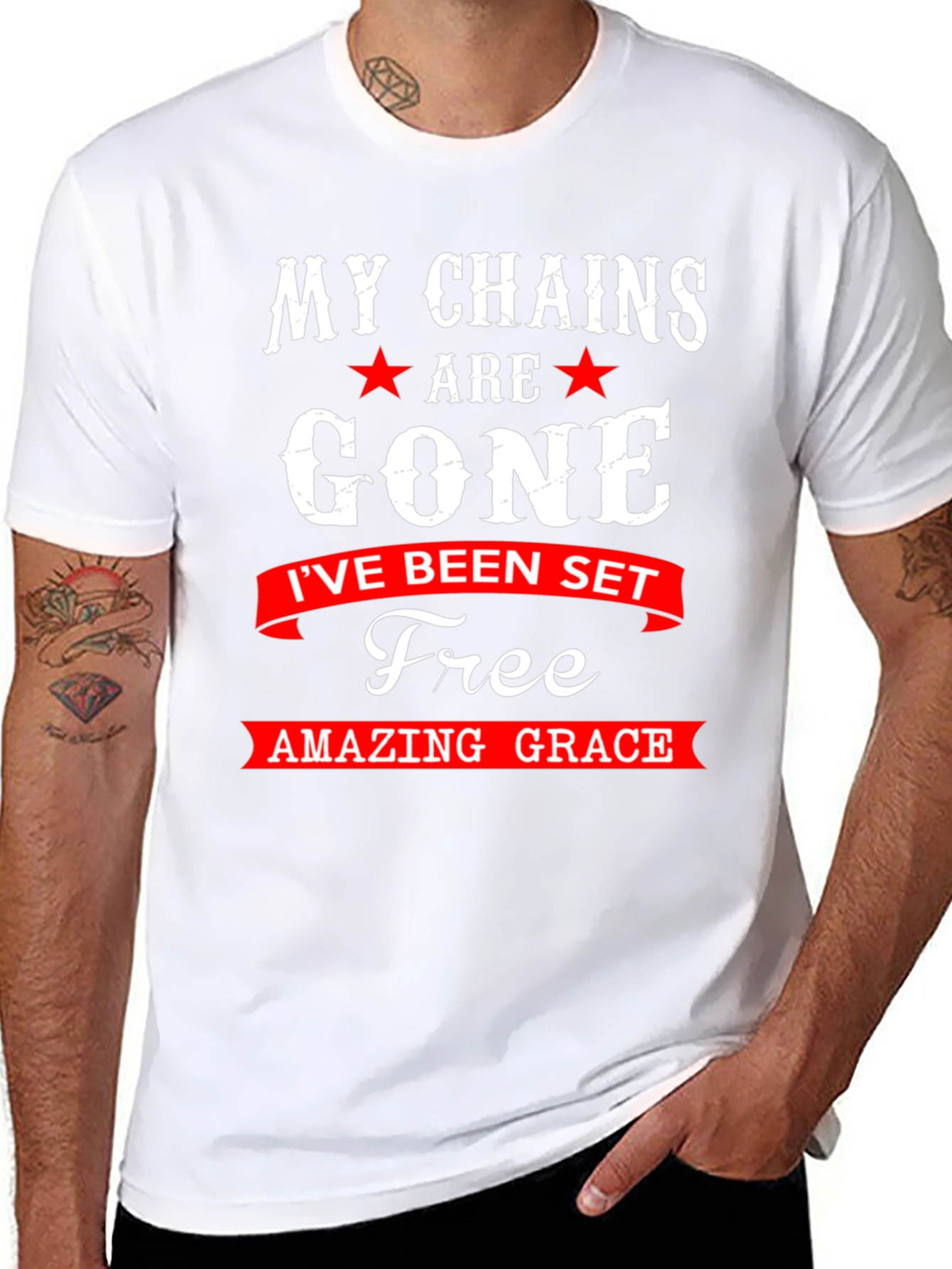 Black My Chains are Gone T-Shirt - Amazing Grace view 8