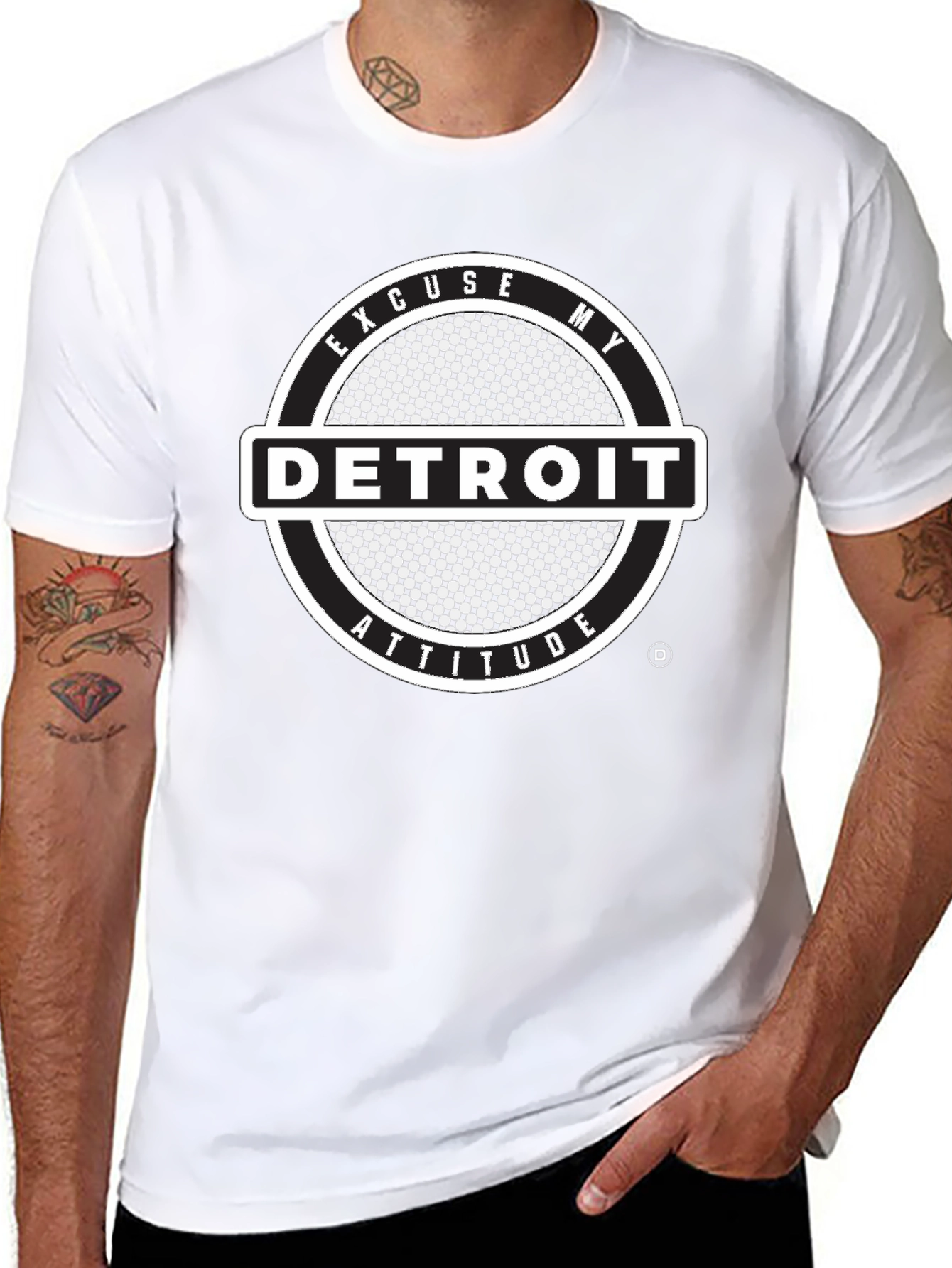 Black Detroit Attitude Black Graphic Tee view 8