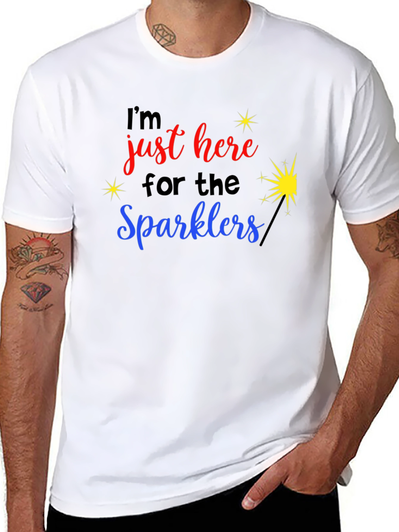 Black I'm Just Here for the Sparklers Graphic T-Shirt view 8