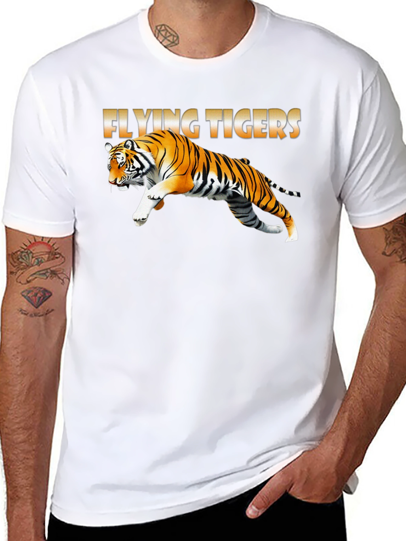 Black Flying Tigers Graphic T-Shirt view 8