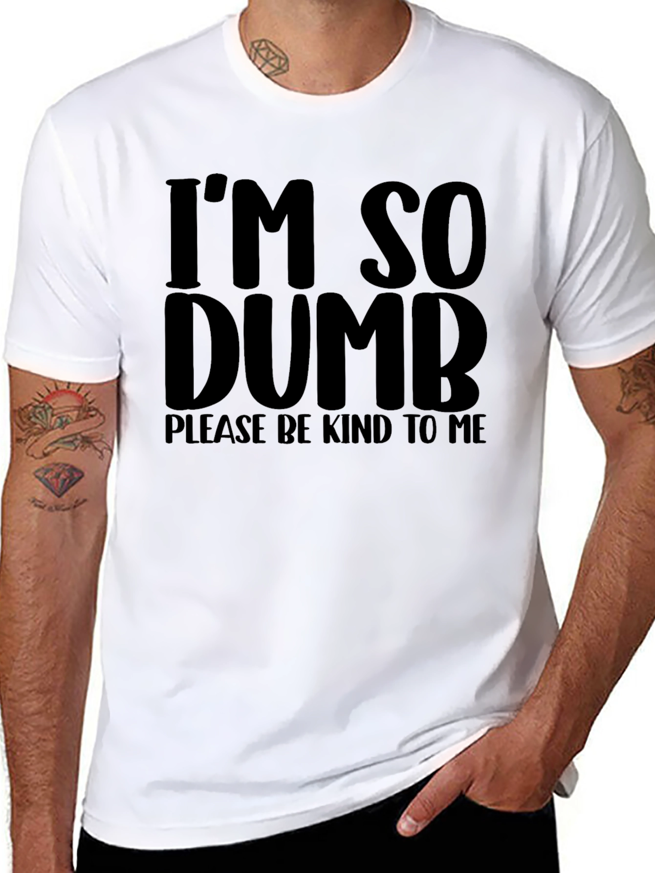 Black I'm So Dumb Graphic Tee - Funny Slogan T-Shirt view 8