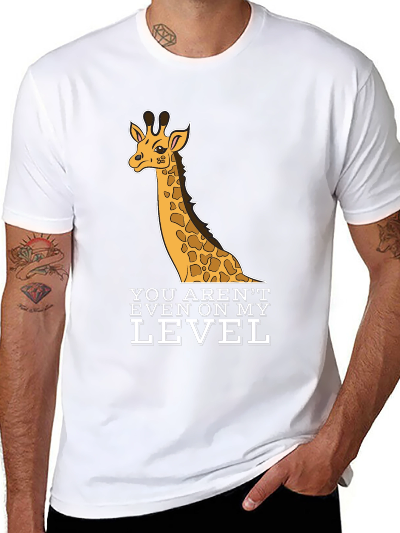 Black Giraffe T-Shirt - You Aren't Even On My Level - Black view 8