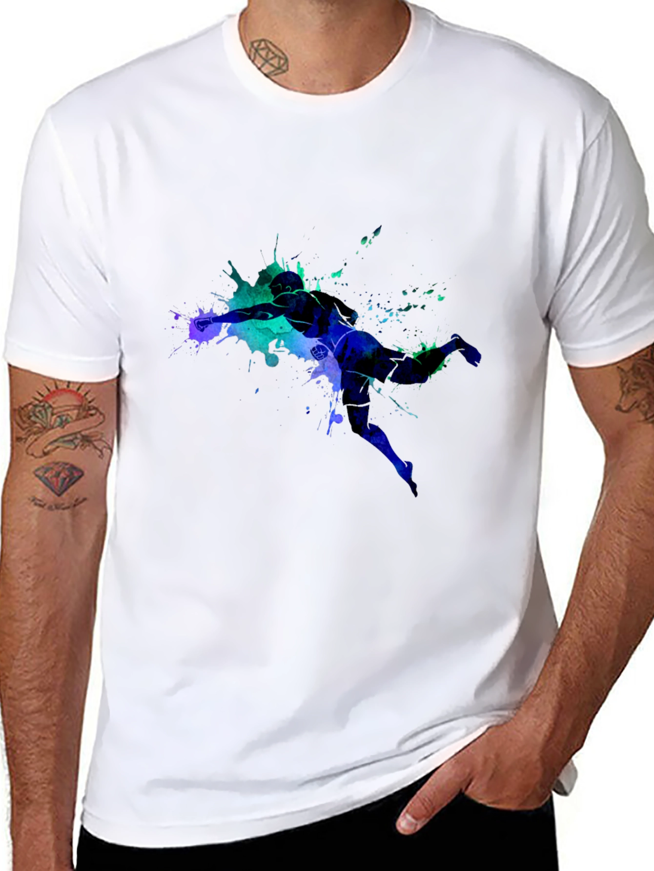 Black Abstract Athlete Graphic Tee view 8
