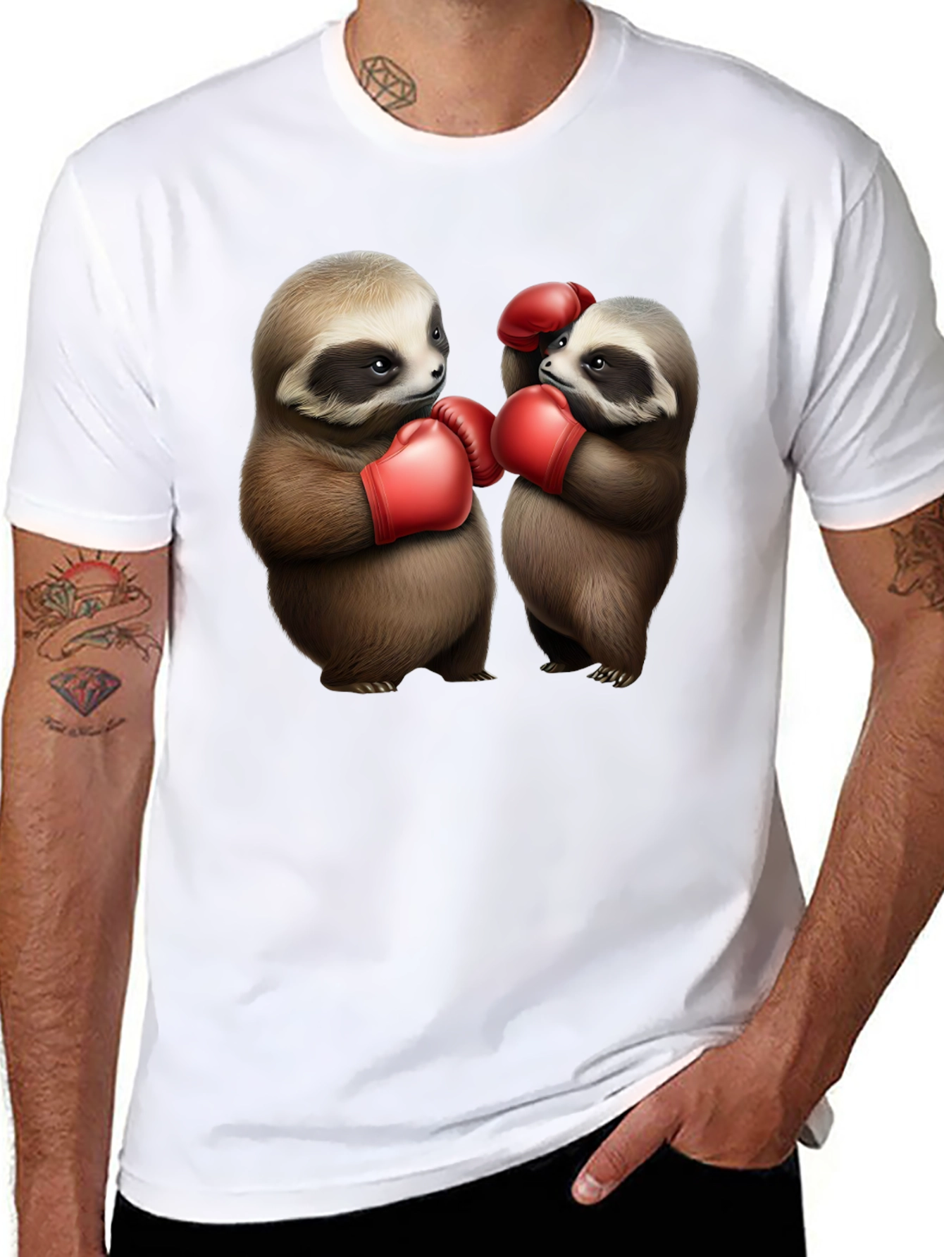 Black Sloth Boxing T-Shirt: Funny Animal Tee view 8