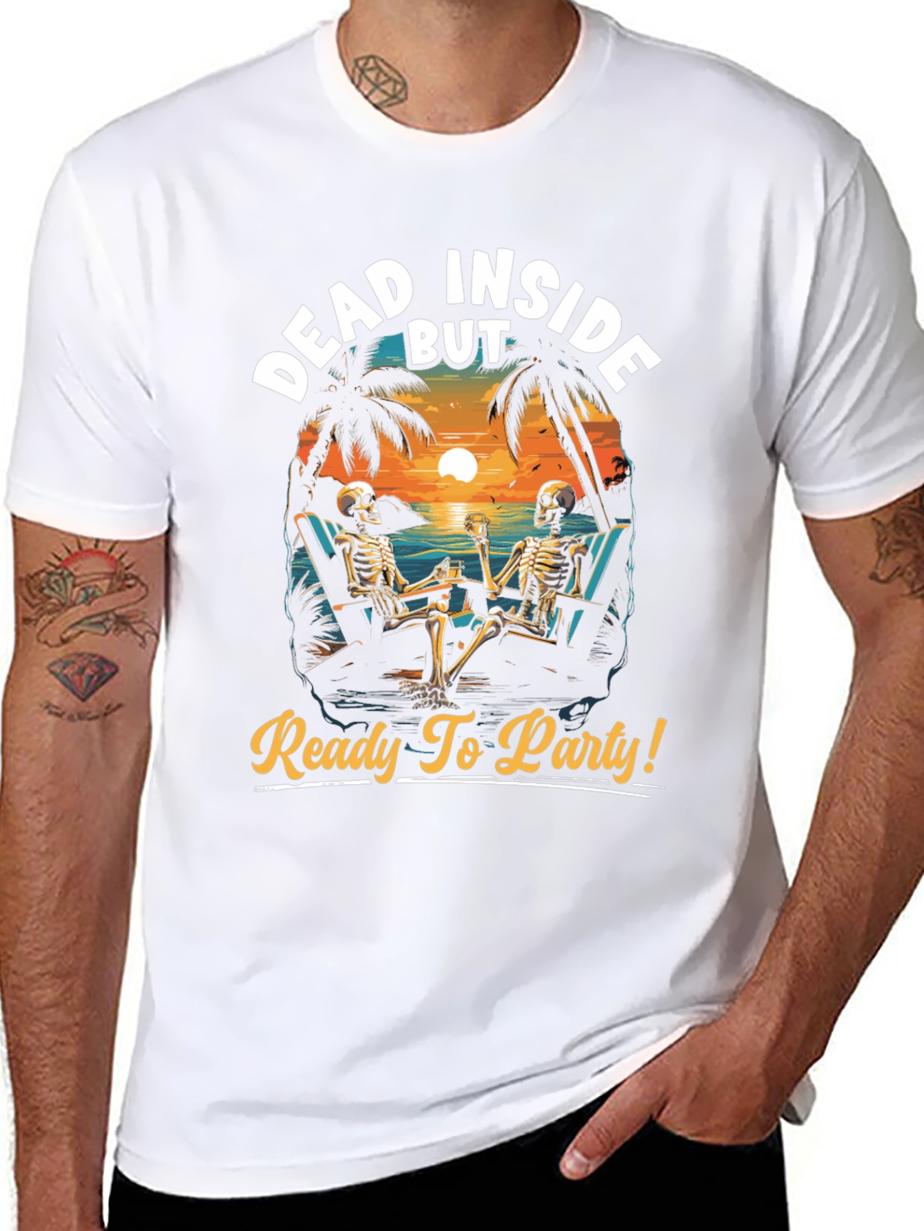 Black Dead Inside But Ready to Party T-Shirt view 8