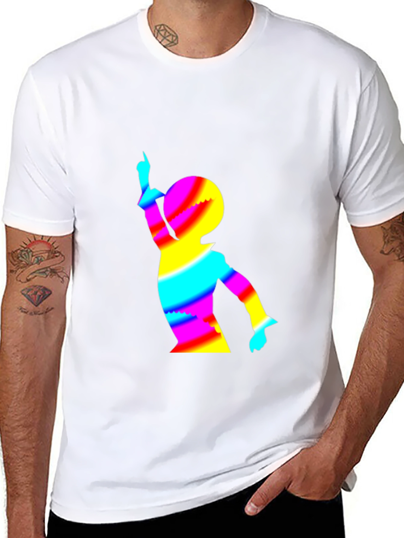 Black Retro Rainbow Silhouette Tee view 8