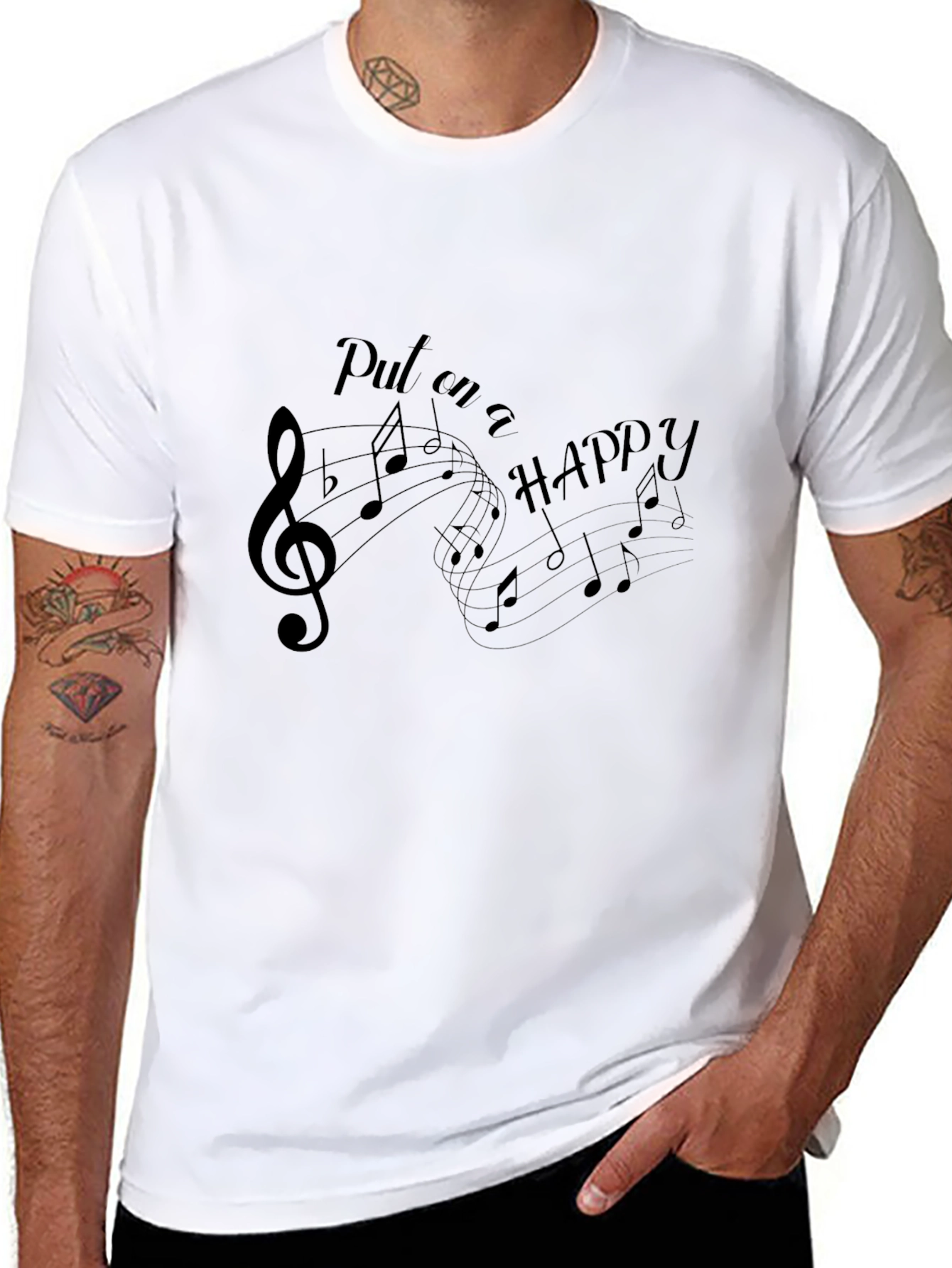 Black Musical Note Graphic T-Shirt - Black view 8