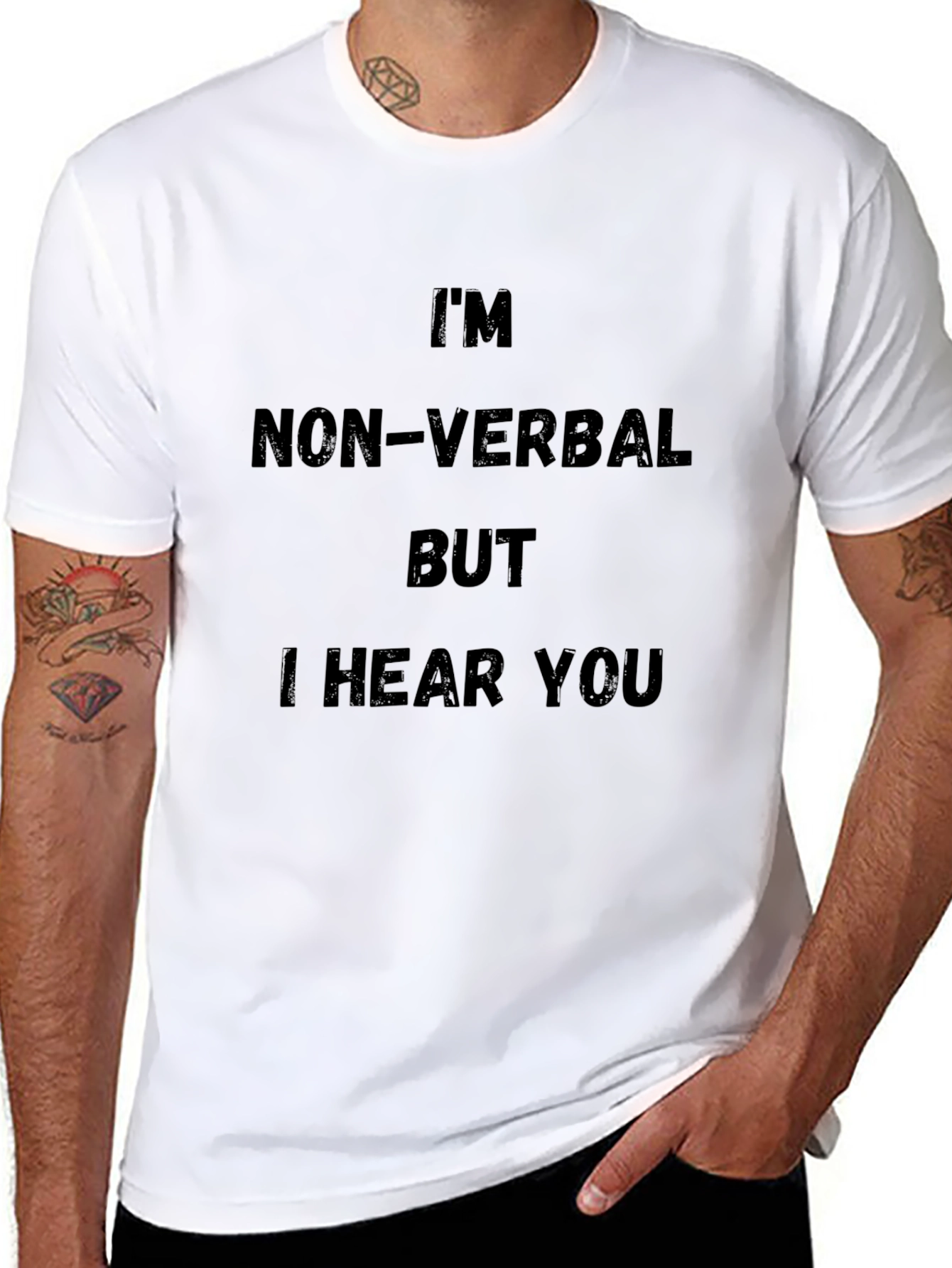 Black Non-Verbal I Hear You Graphic Tee - Soft Cotton Shirt view 8