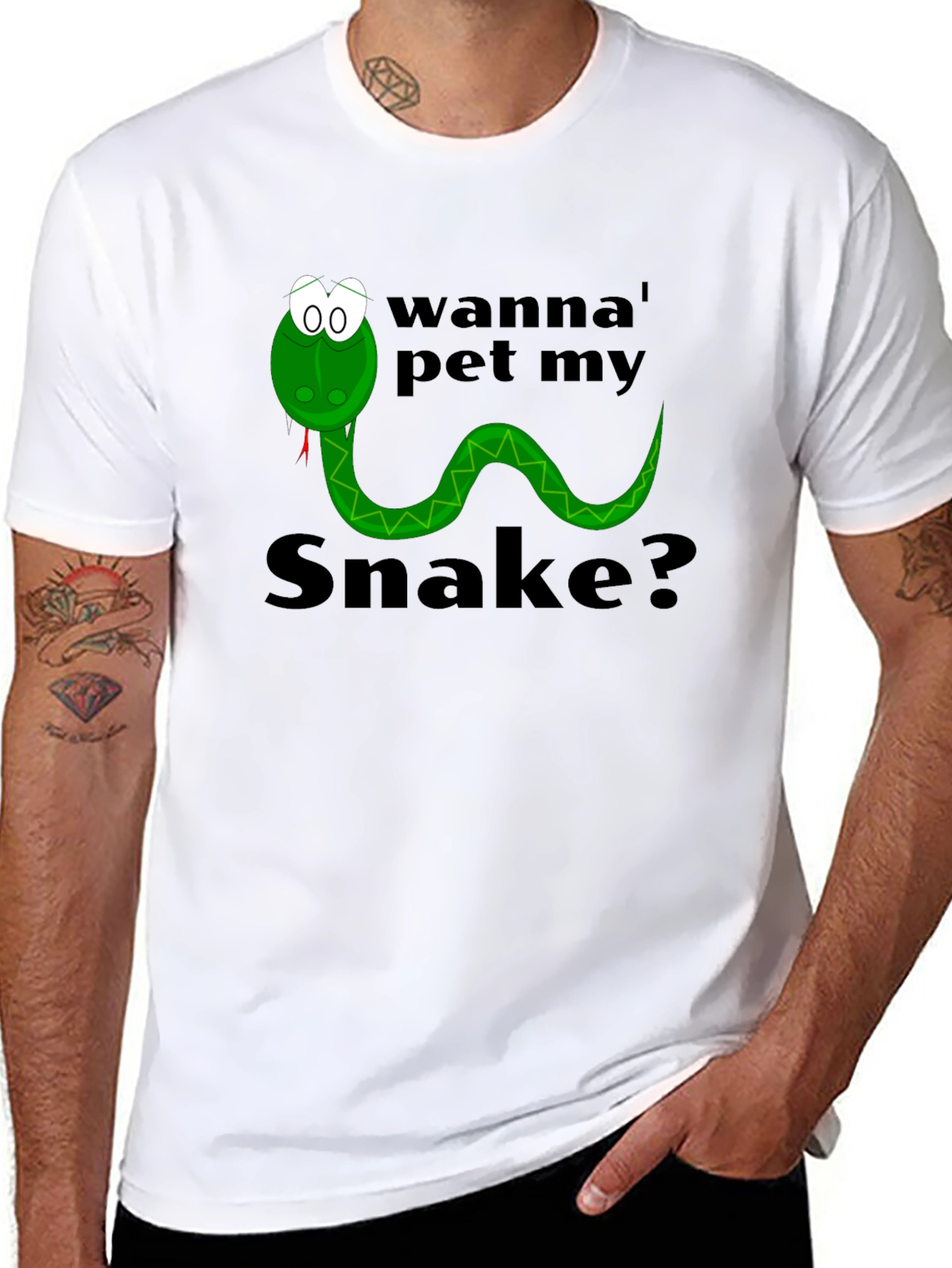 Black Wanna Pet My Snake? Funny Graphic Tee view 8