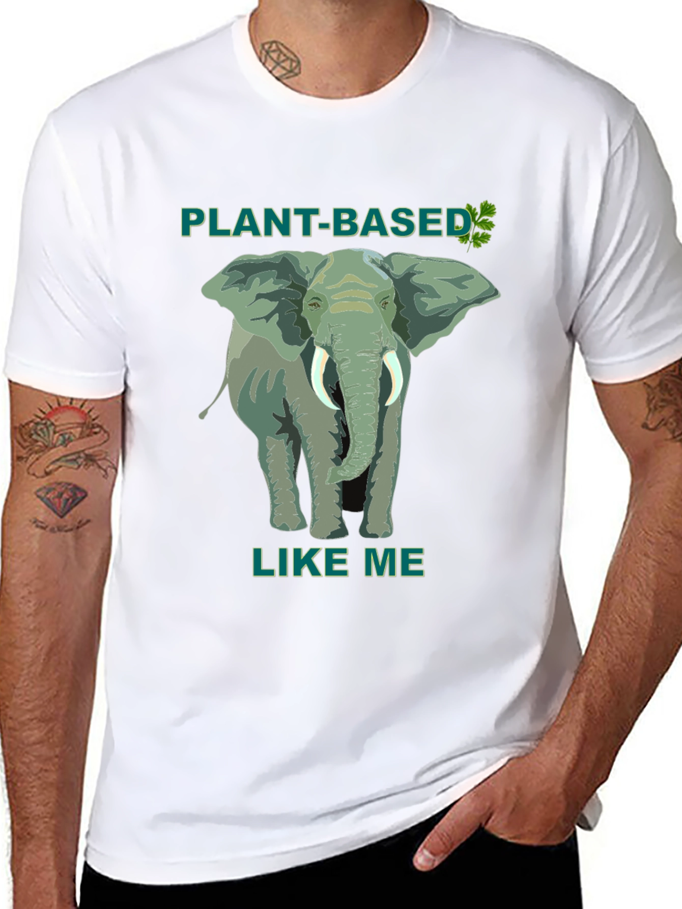 Black Plant-Based Elephant Graphic Tee view 8