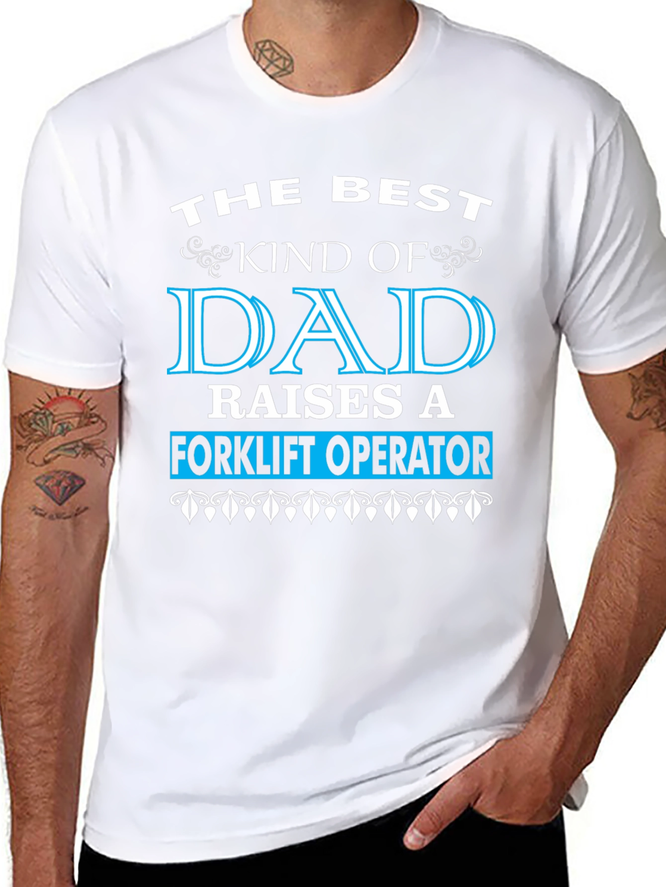 Black Best Dad Raises Forklift Operator Graphic T-Shirt view 8