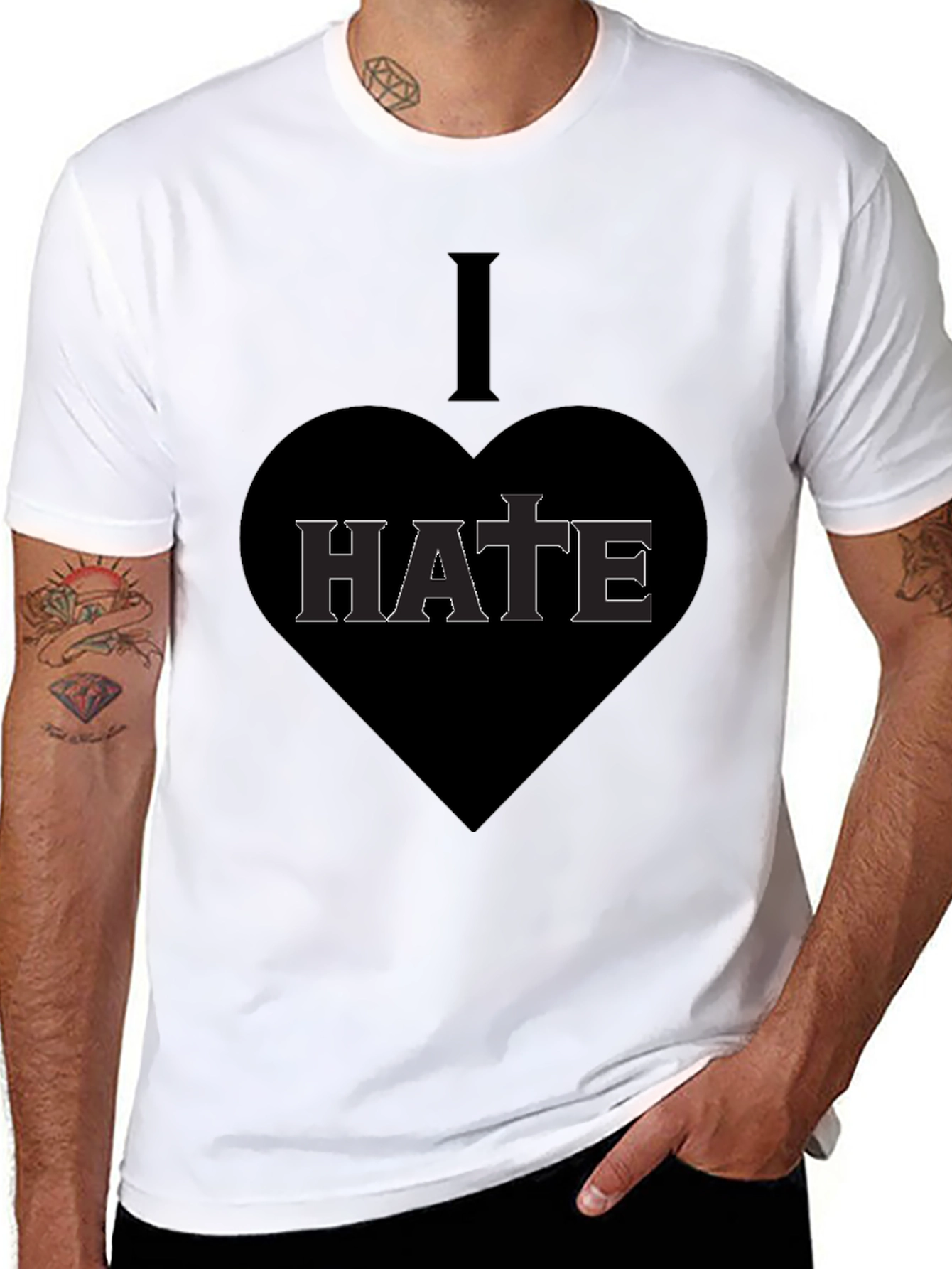 Black I Heart Hate Graphic T-Shirt - Dark Humor Tee view 8