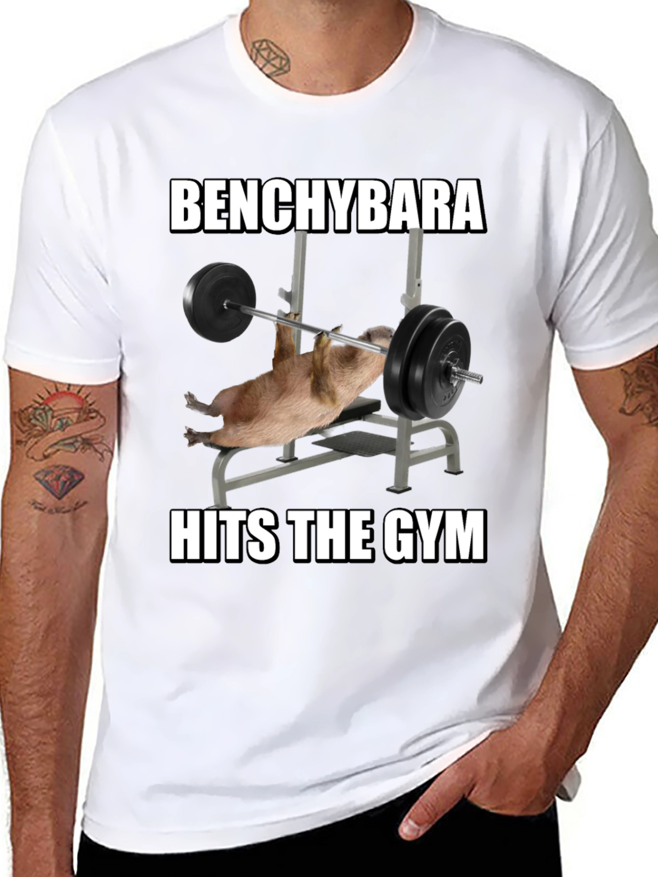 Black Benchybara Hits the Gym T-Shirt view 8