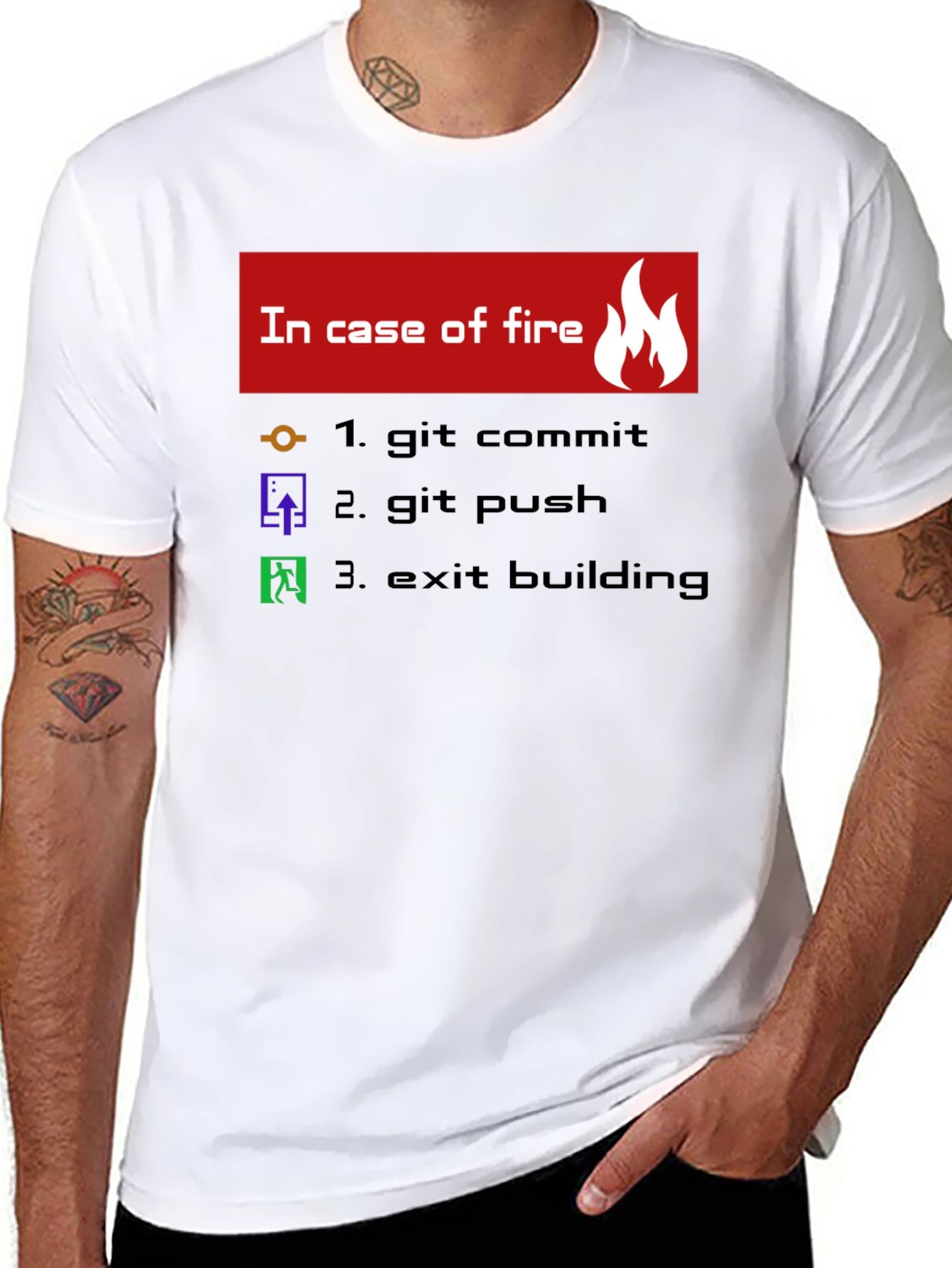 Black Funny Programmer T-Shirt - In Case of Fire view 8