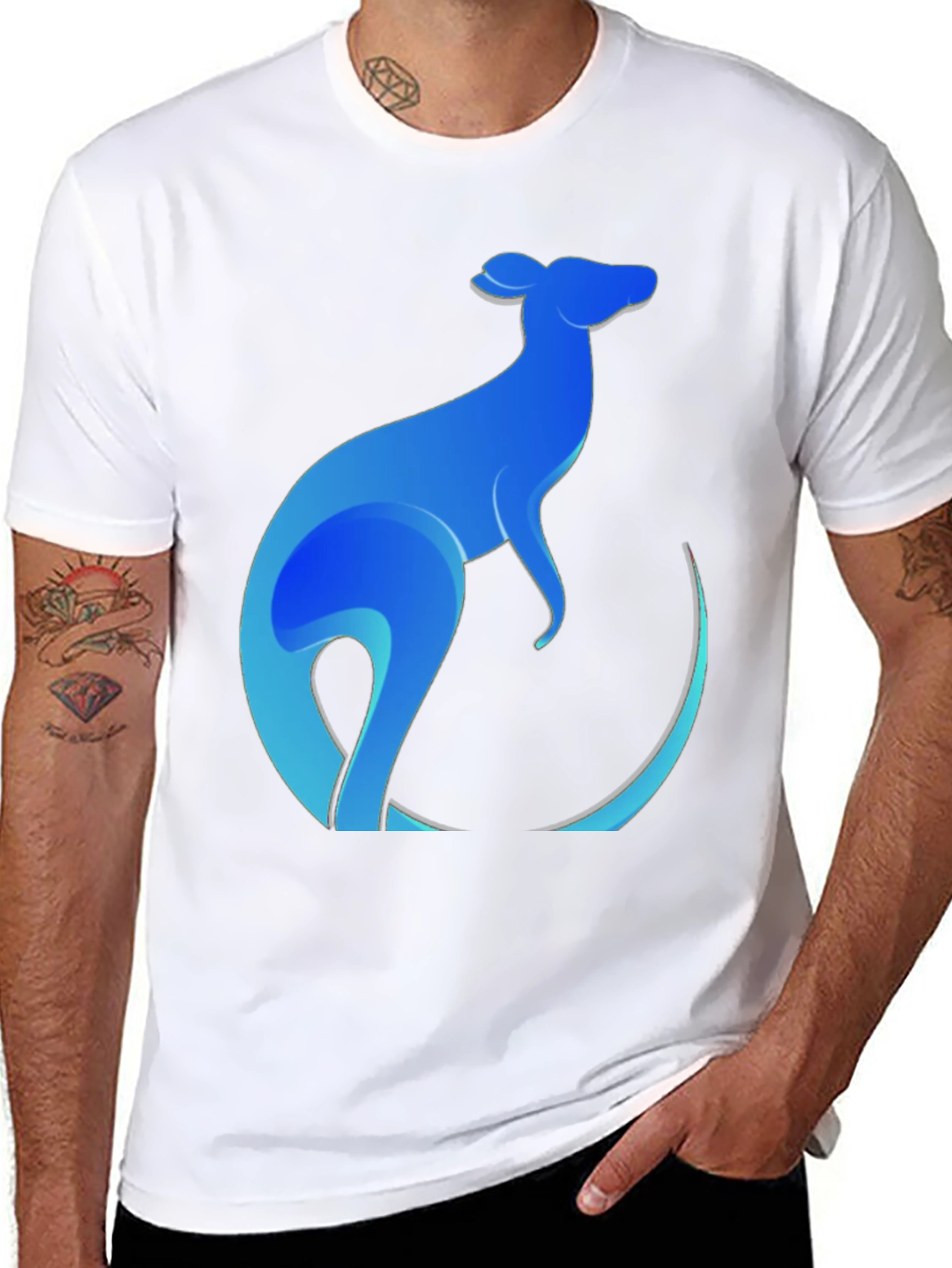 Black Blue Kangaroo Graphic Tee - Men's Black T-Shirt view 8