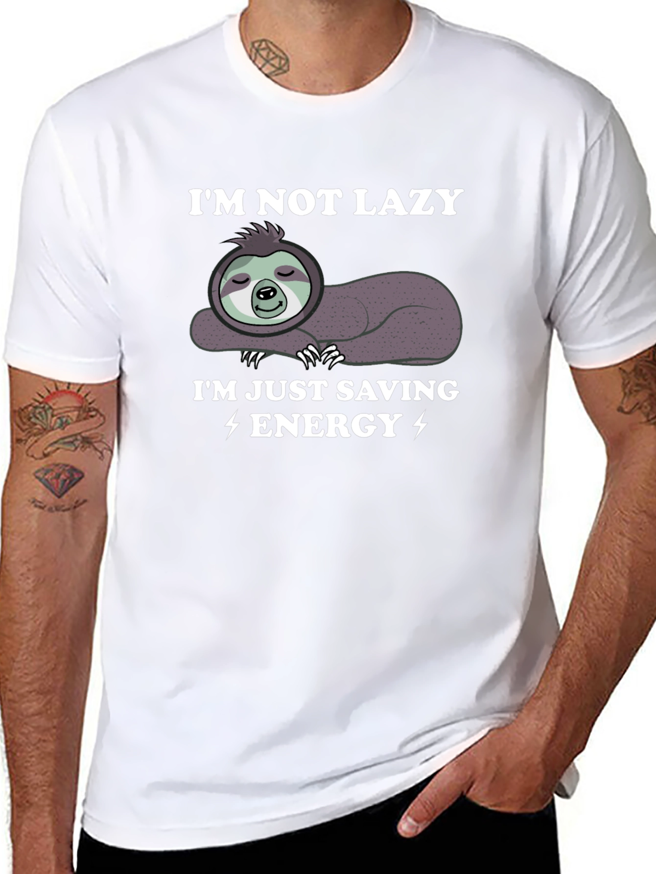 Black I'm Not Lazy I'm Just Saving Energy Sloth Graphic Tee view 8