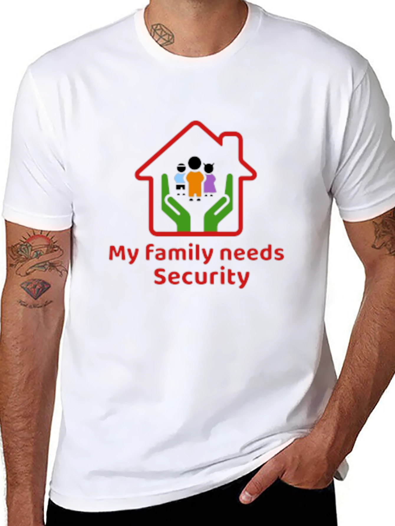 Black Family Security T-Shirt - Black Cotton Graphic Tee view 8