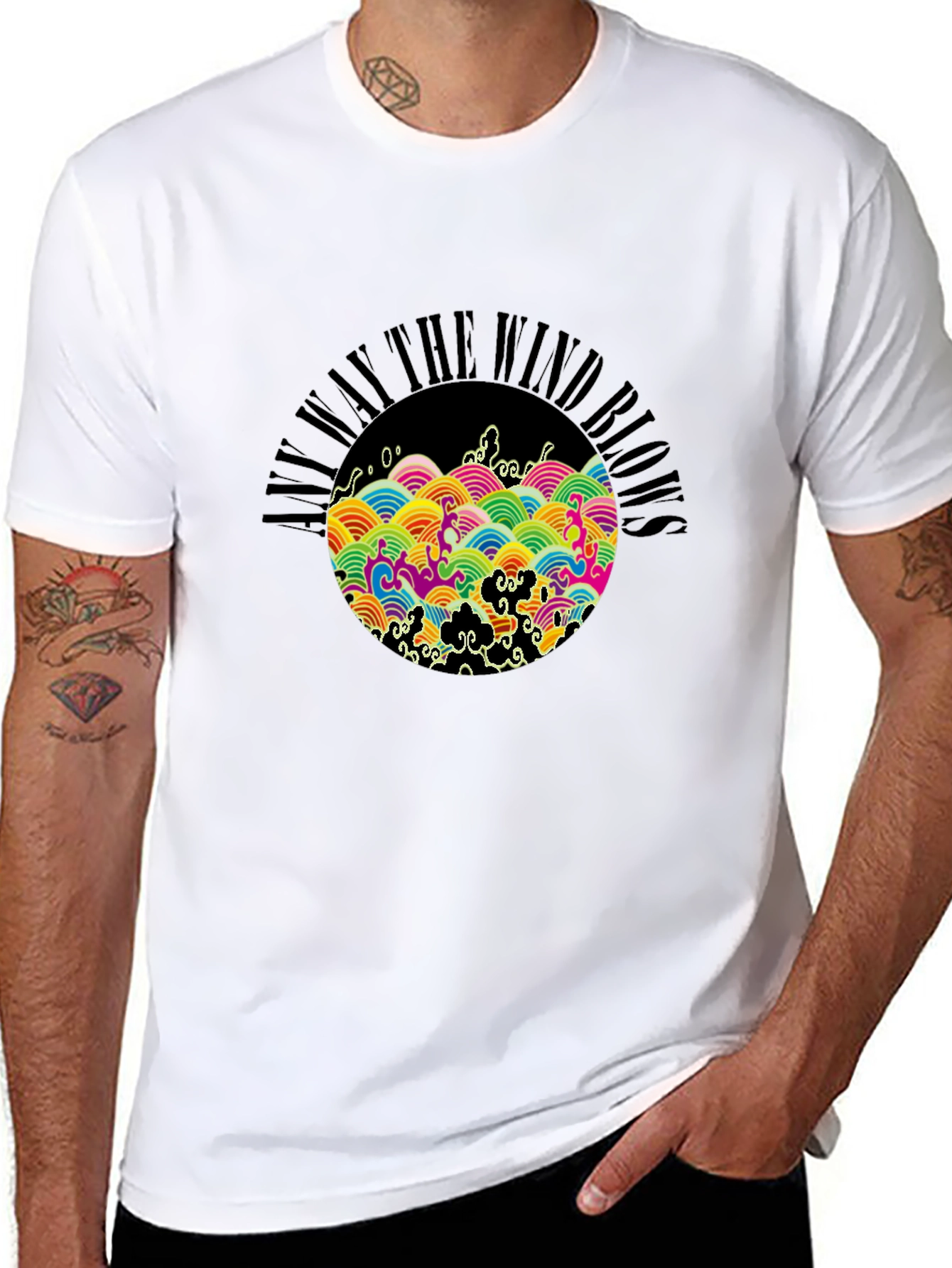 Black Retro Wave Print Tee - Any Way the Wind Blows view 8
