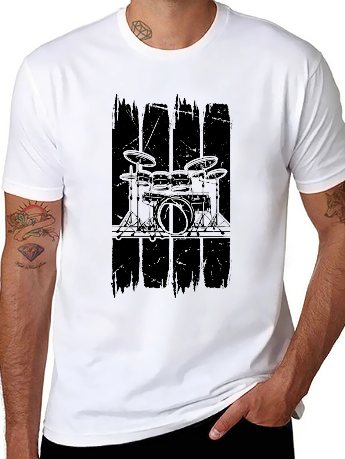 Black Drum Kit Graphic Black T-Shirt view 8