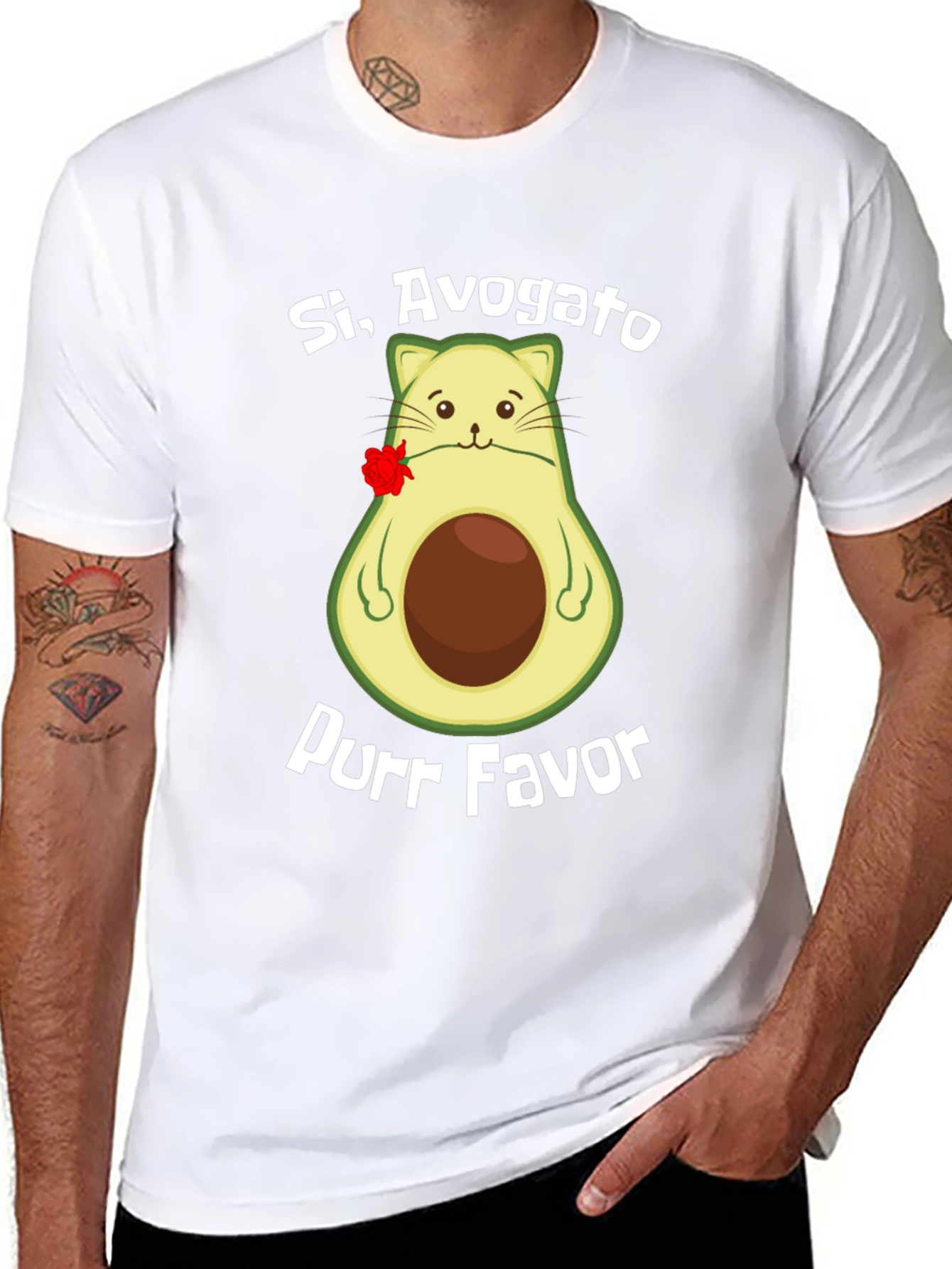 Black Si, Avogato Purr Favor T-Shirt - Avocado Cat Humor Tee view 8